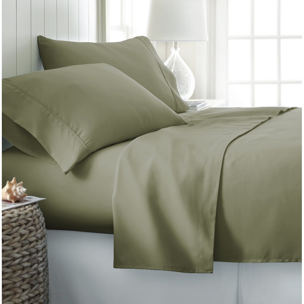 Microfiber Bed Sheet Sets - Sage Queen 4 Piece Double-Brushed, promotional household item with logo imprint 3