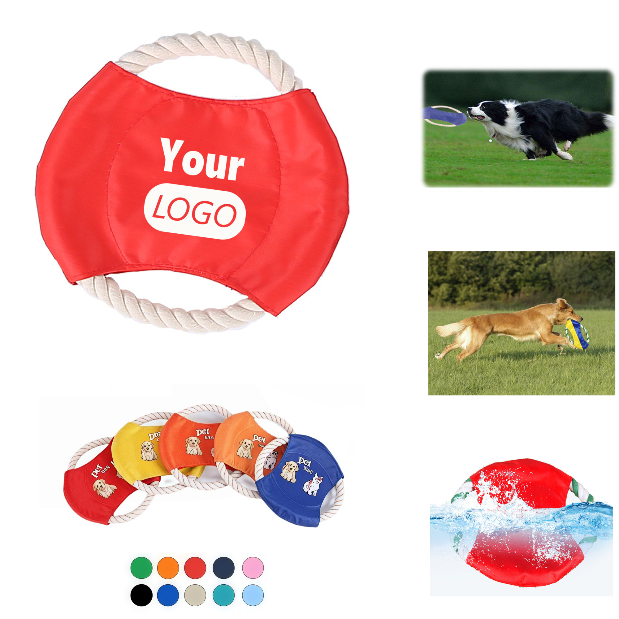MOQ 50 Flying Disc Pet Dog Rope Toys Training Chew