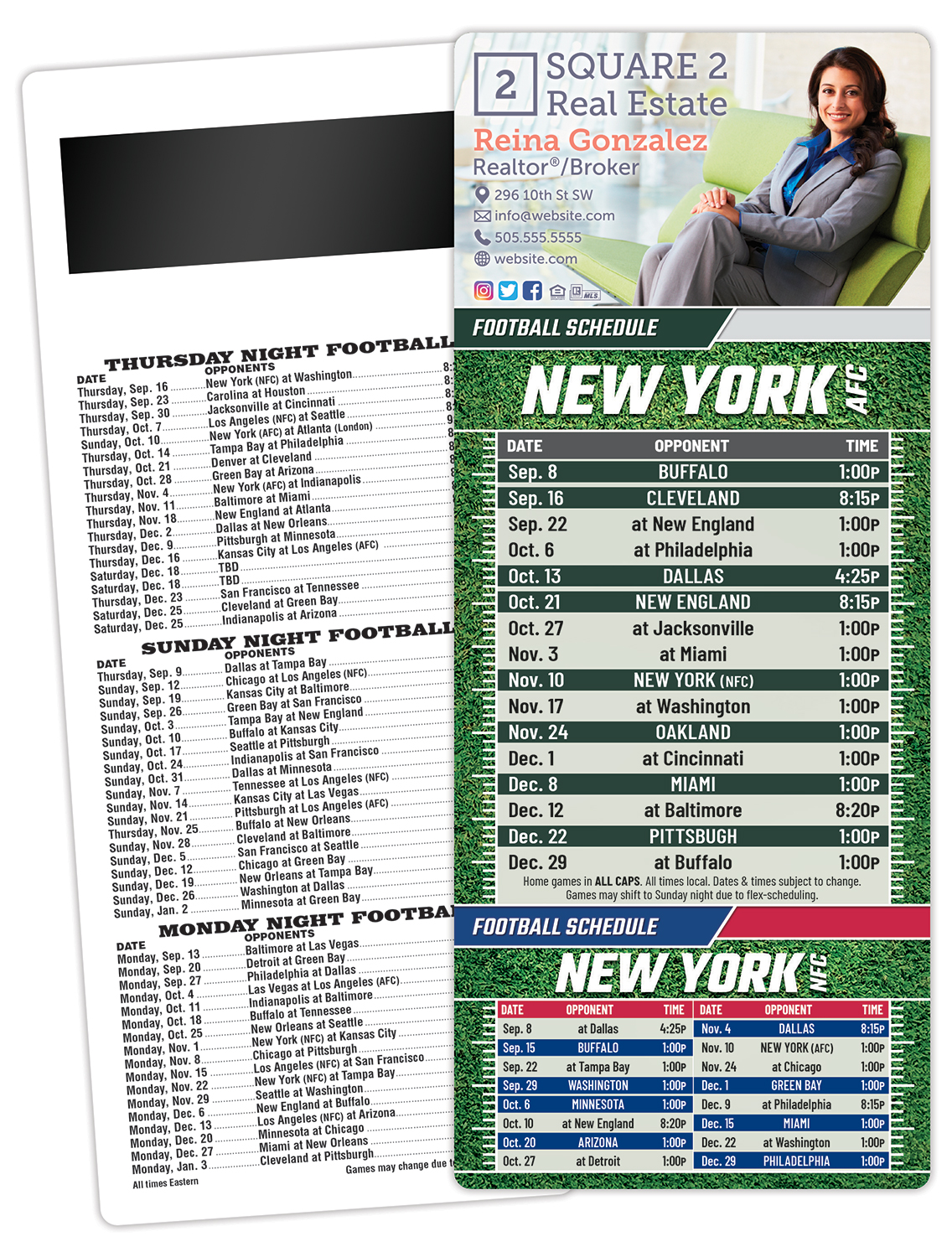 Football Schedule Laminated Card/Postcard with Magnet Strip 3.5x8.5 - 14 pt.