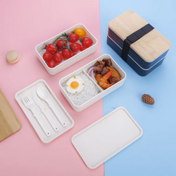 Two layer 1200ml capacity Wheat Straw/bamboo Bento Lunch Box