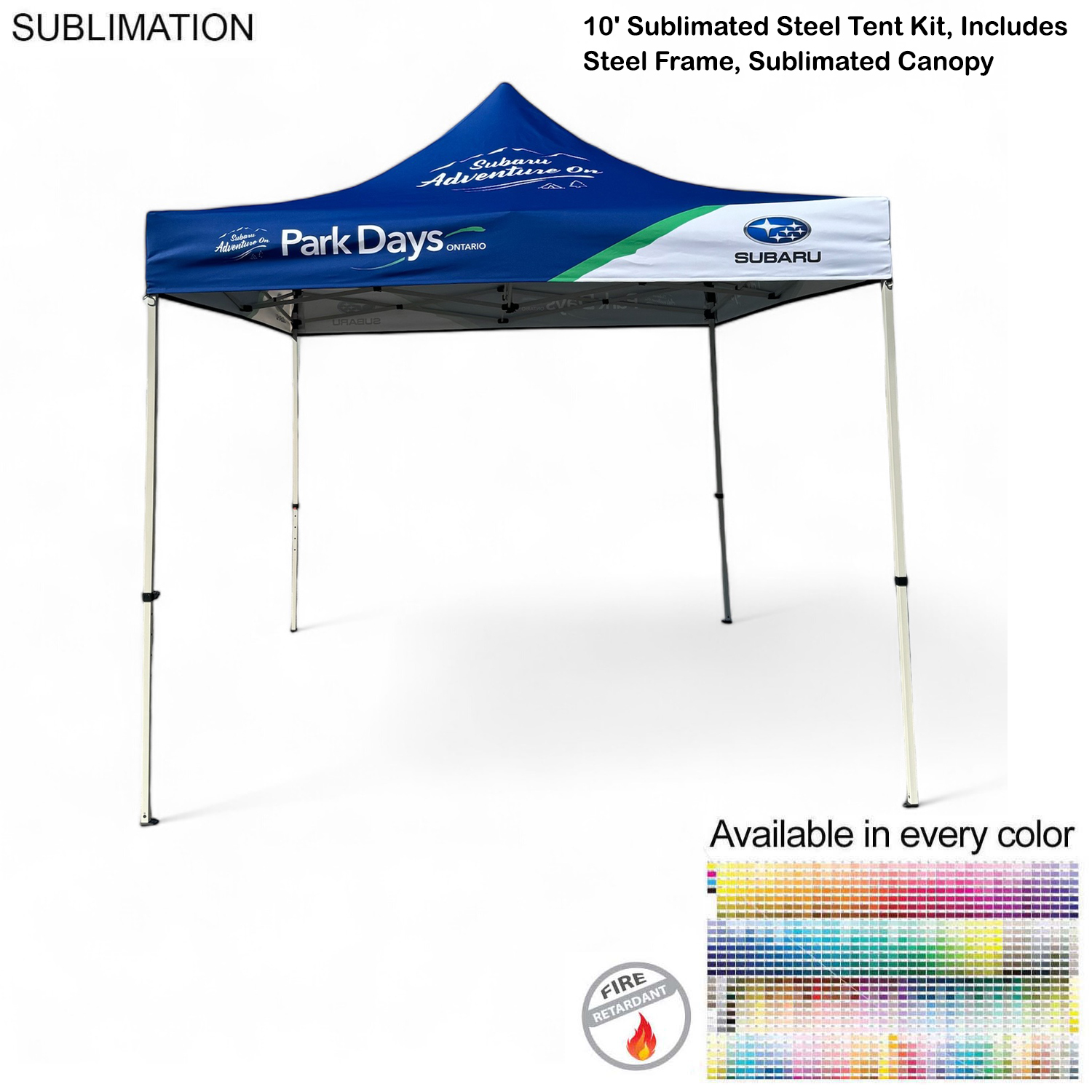 10' Steel Tent Kit, Includes Steel Frame and Sublimated Canopy Only 25
