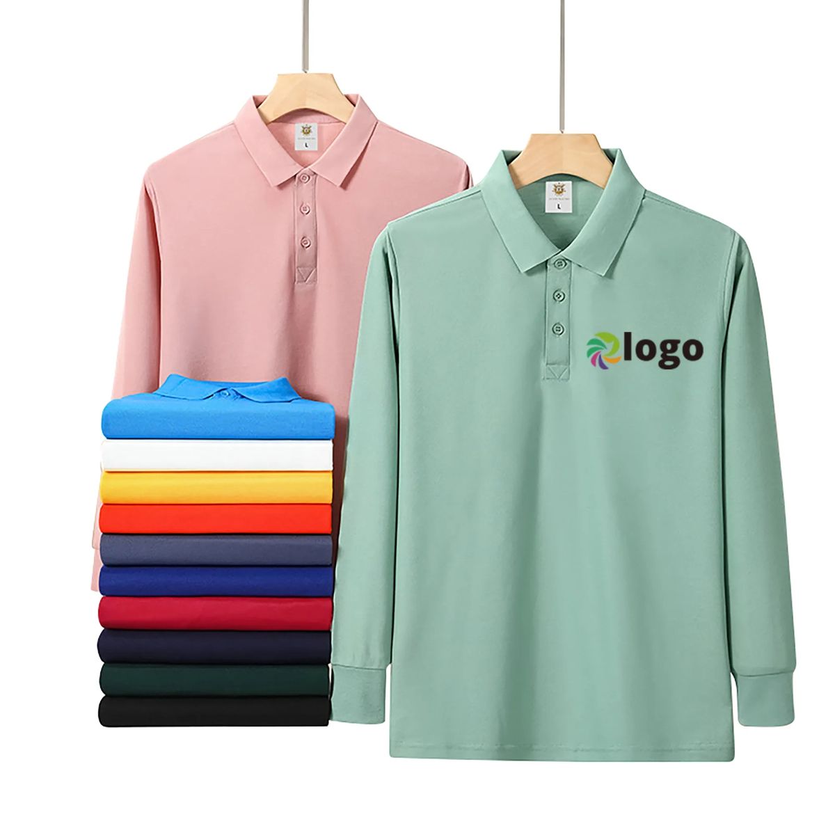Custom Cotton Long-sleeved Polo Shirt Low Moq 9