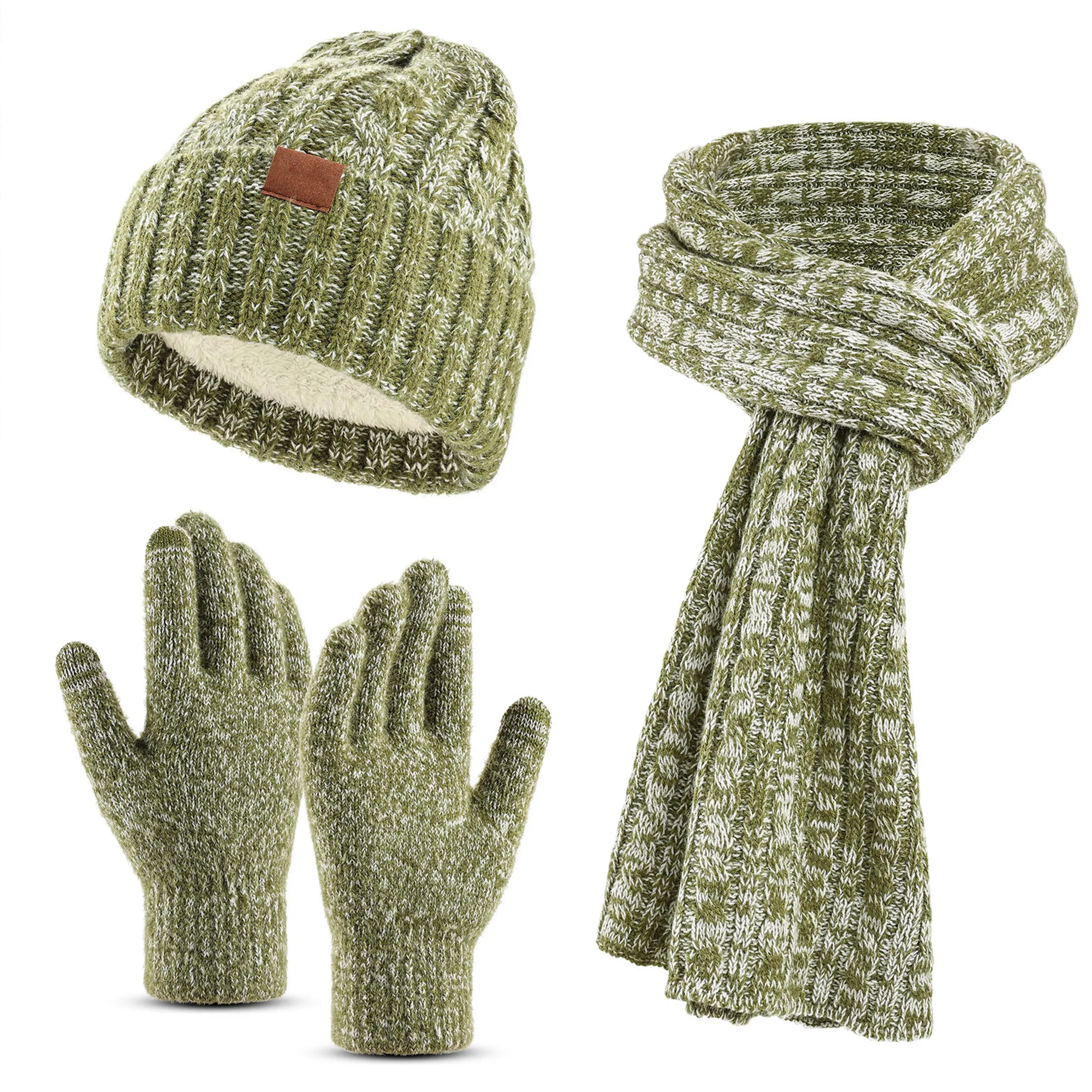 3 In 1 Winter Beanie Hat Gloves Scarf Set 21