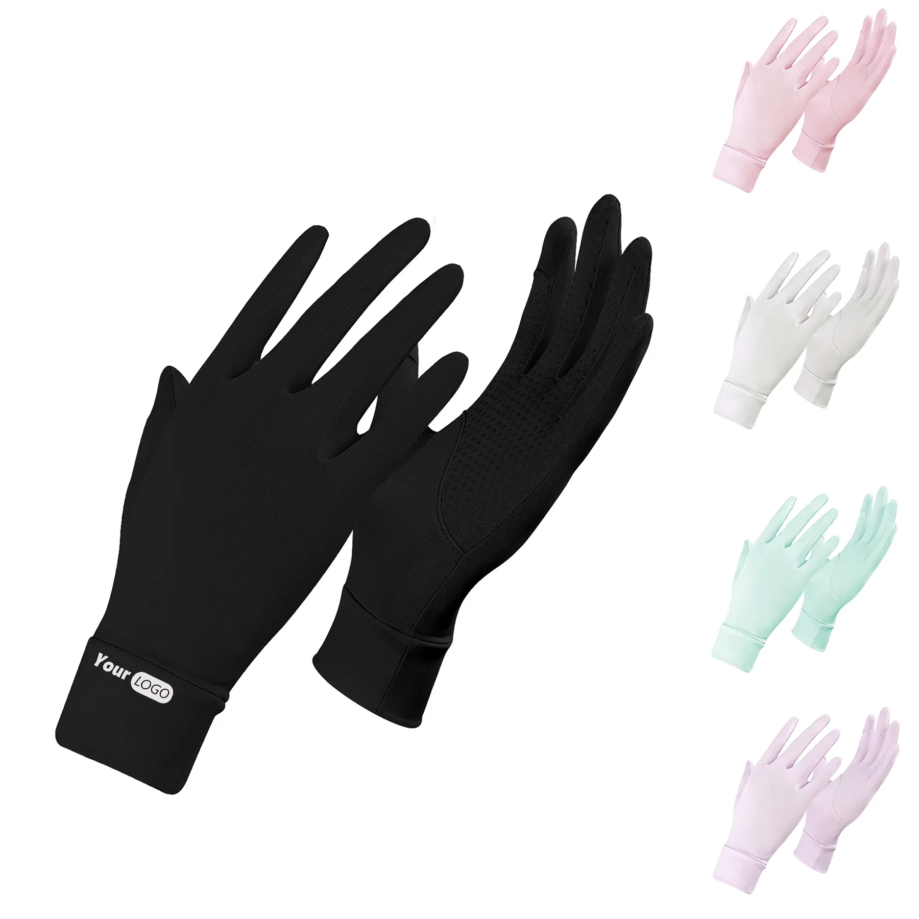 Cotton Summer Outdoor Ice Silk Sunscreen Gloves For Women 10