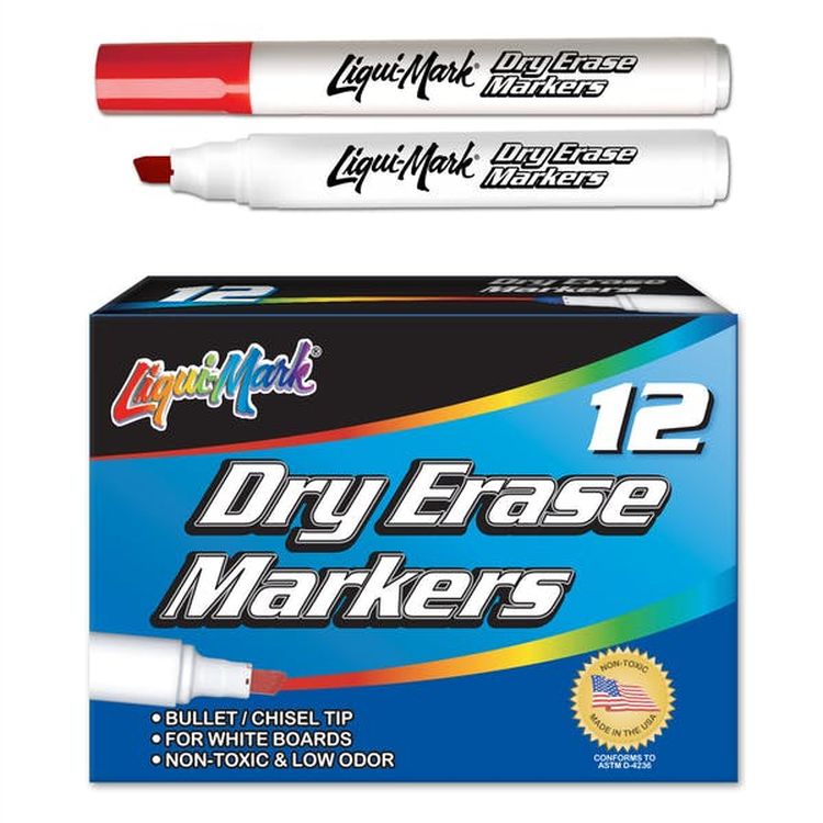 Chisel Tip Dry Erase Markers - Red Low Odor 3