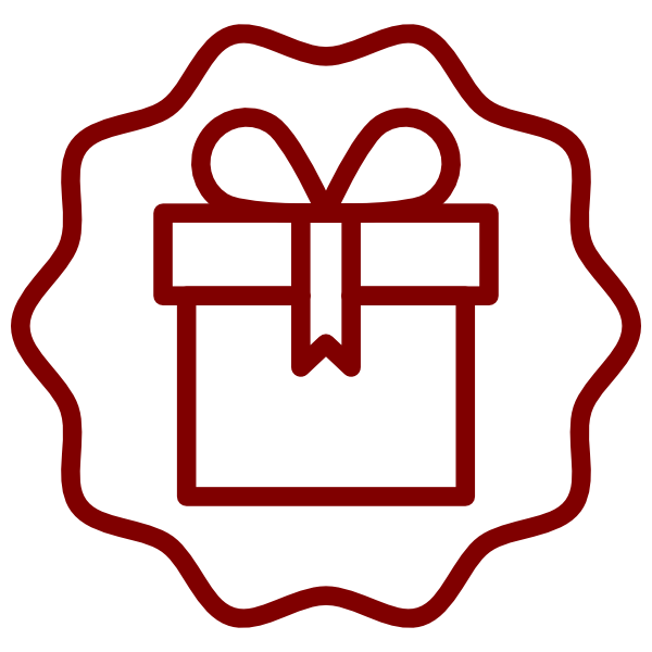 Icon of a gift box inside a decagon