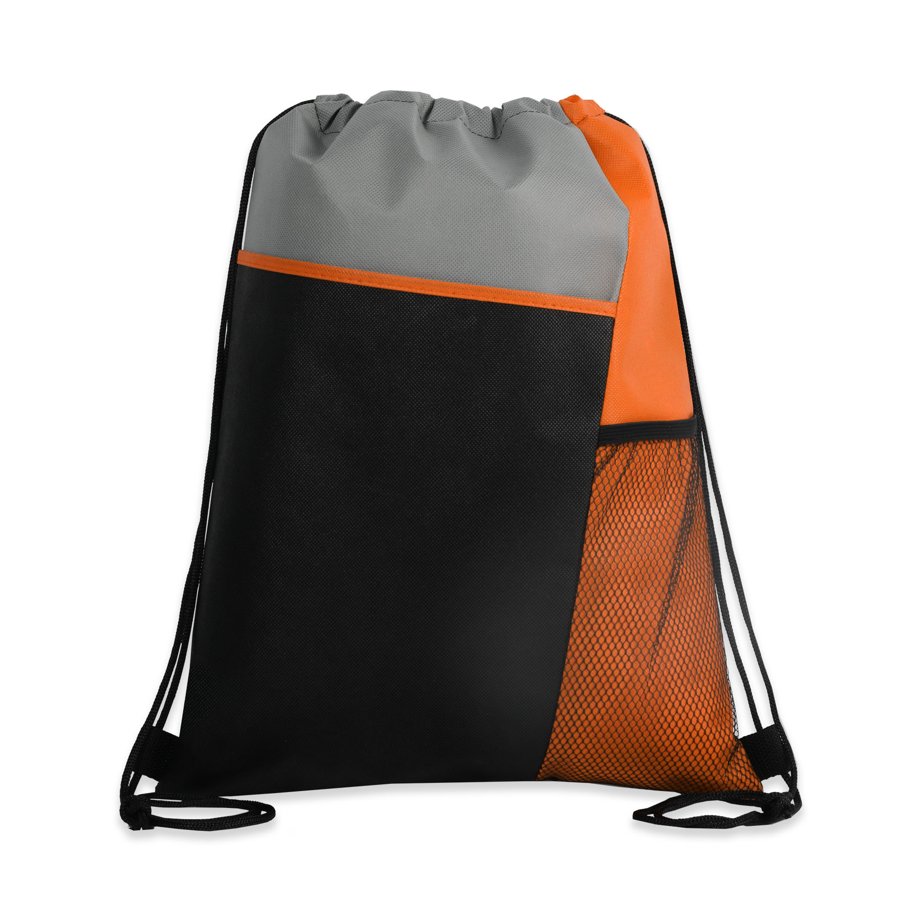 Tri Color Drawstring Backpack with Front Mesh Pocket 51