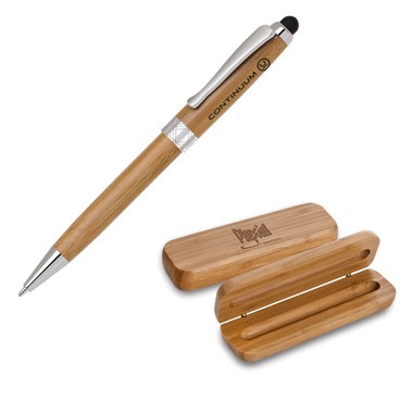 Eco-Friendly Bamboo Pen Set (Silver Trim Pen)