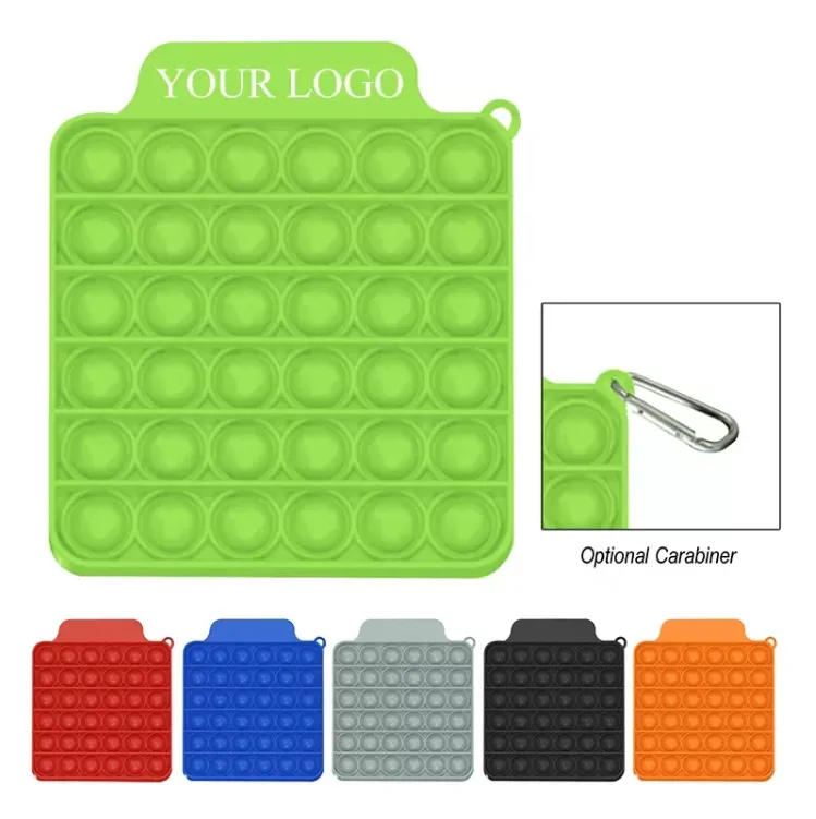 Square Bubble Fidget Sensory Toy With Carabiner