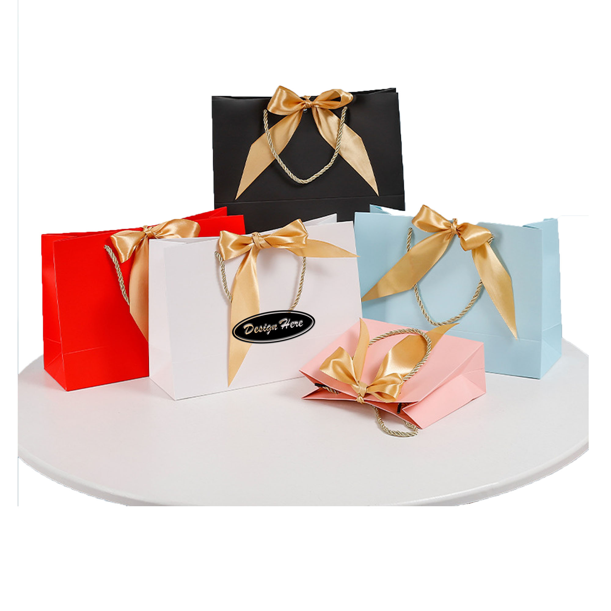 Custom Logo Printed Bowknot Gift Bags for Apparel & Cosmetics 3