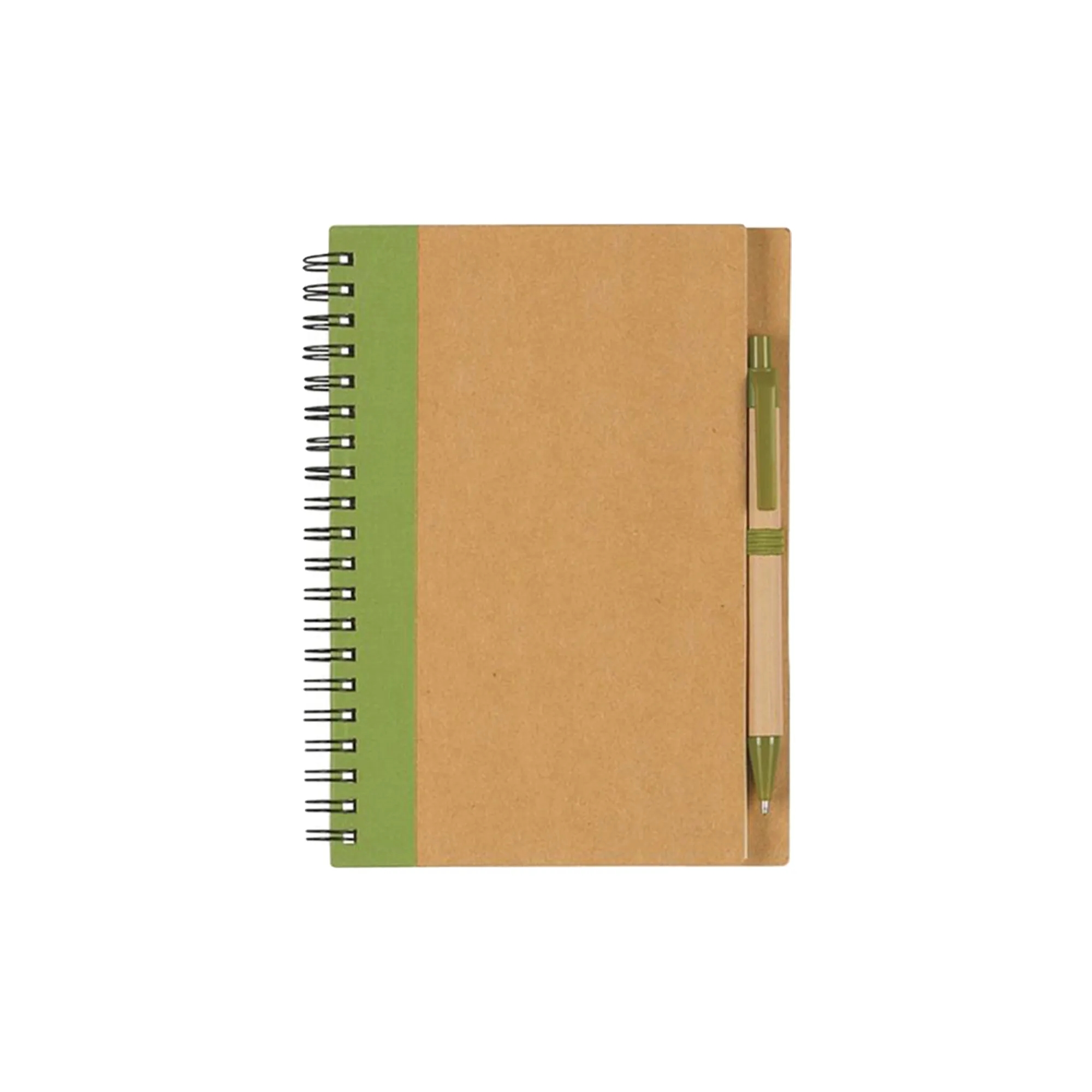 5" x 7" Soft Cover Kraft Spiral Notebook With Pen In Holder 15