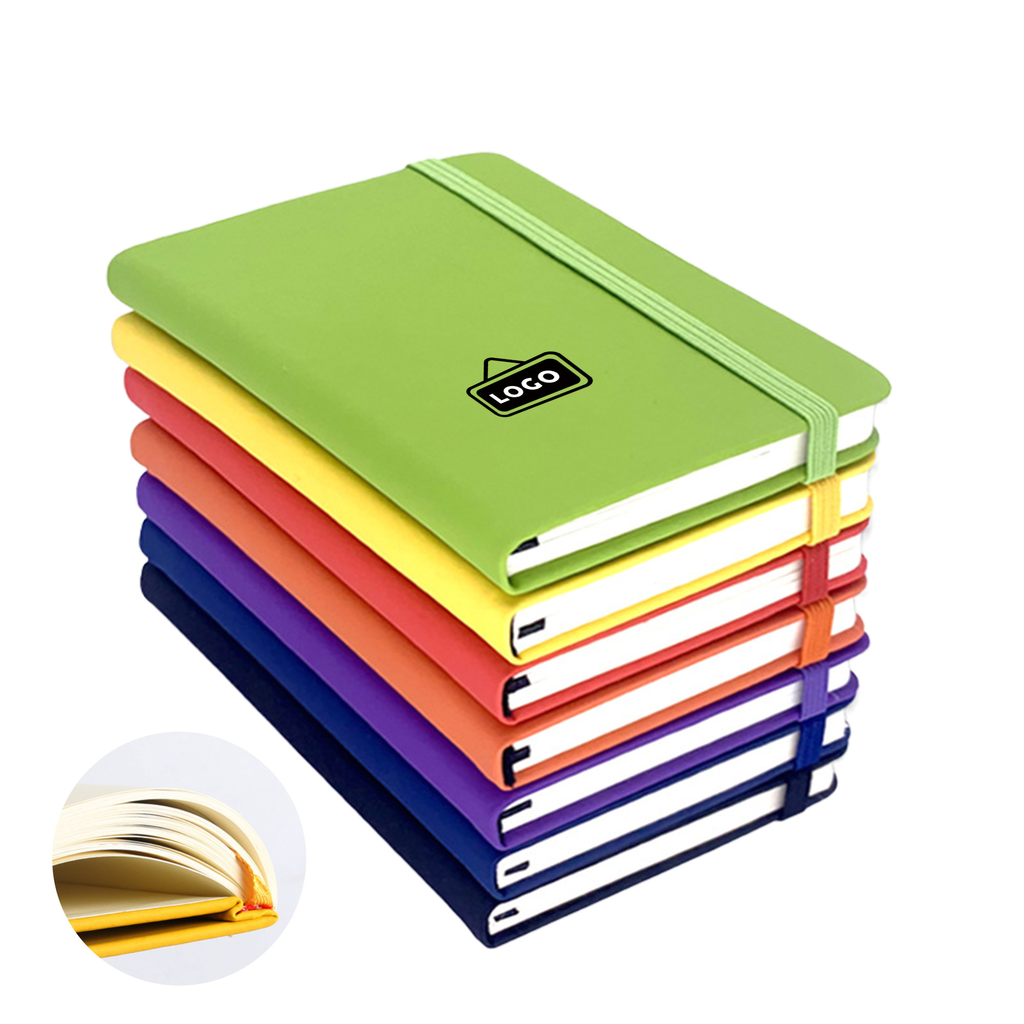 MOQ 50 Custom Leather A5 Notebook with Strap for Office and School 4