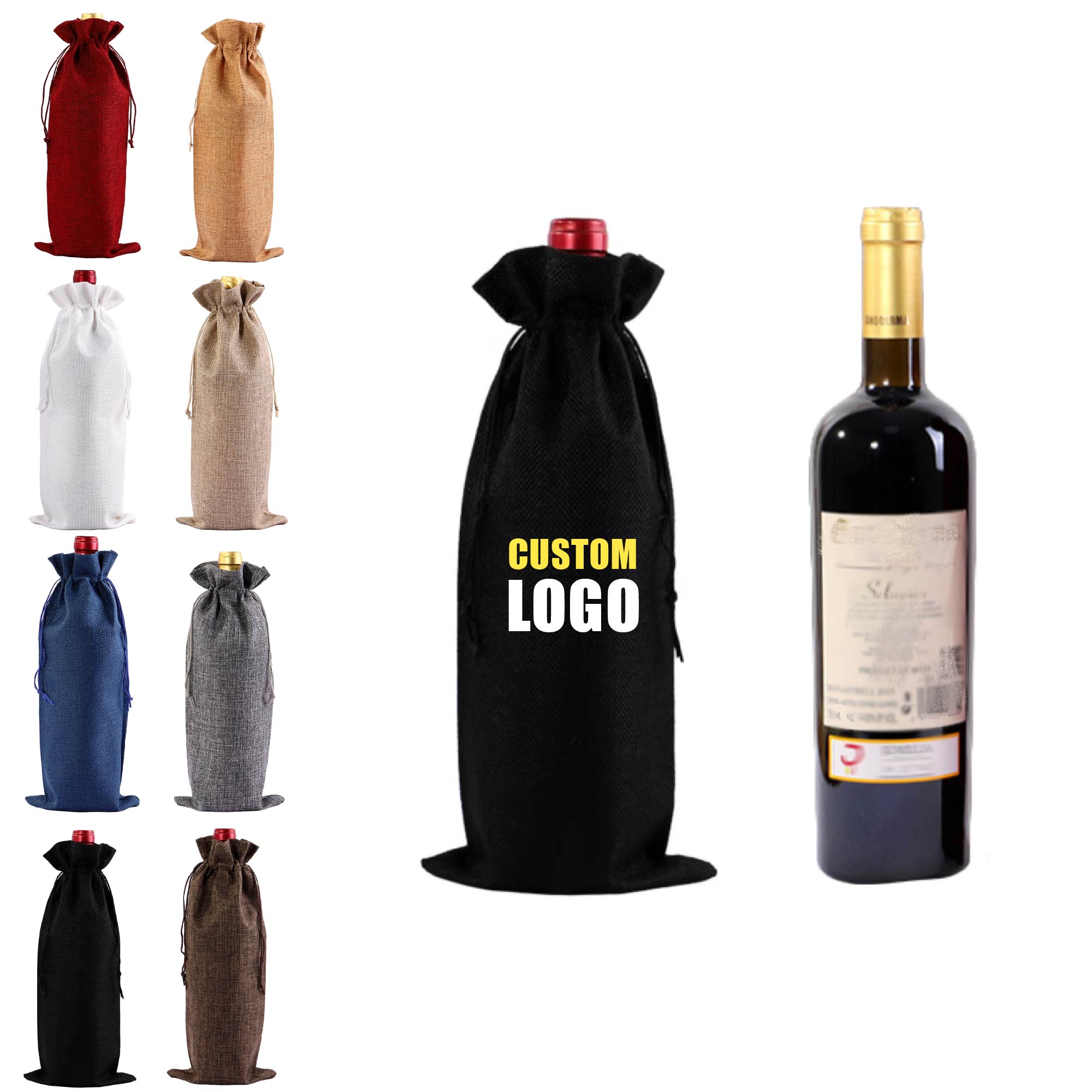 MOQ 10 pcs Drawstring Wine Bags 3