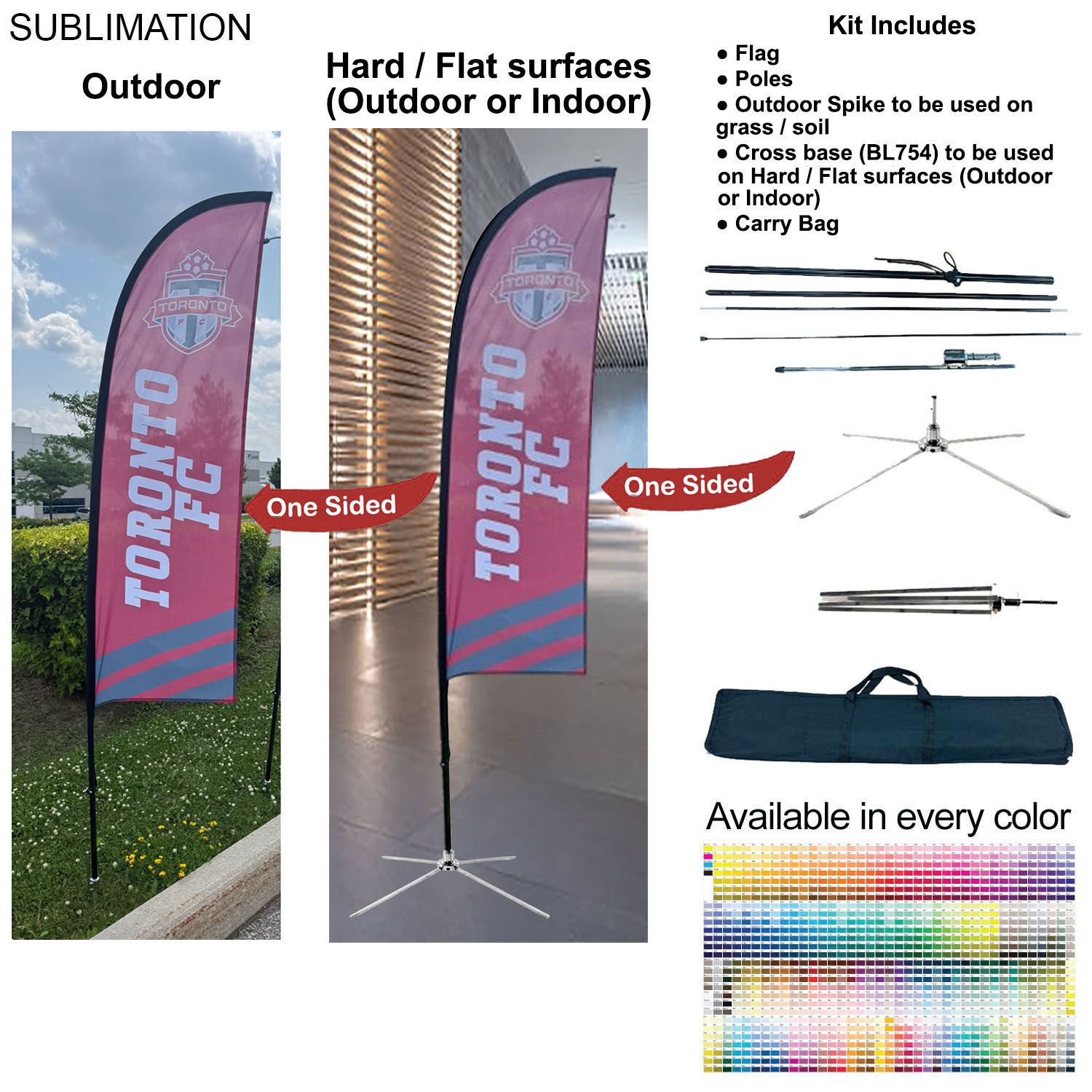 8.5' X-Small Feather Flag Kit, Full Color Graphics One Side, Outdoor Spike base, Indoor Cross Base 4