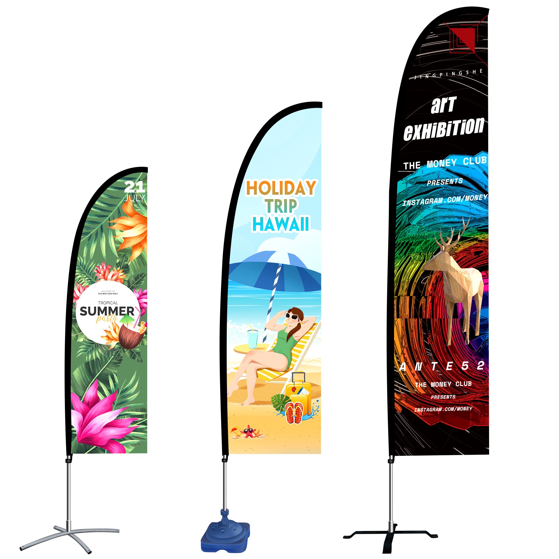 9' Single Side Full Imprint Feather Blade Flag & Banner with Cross Base