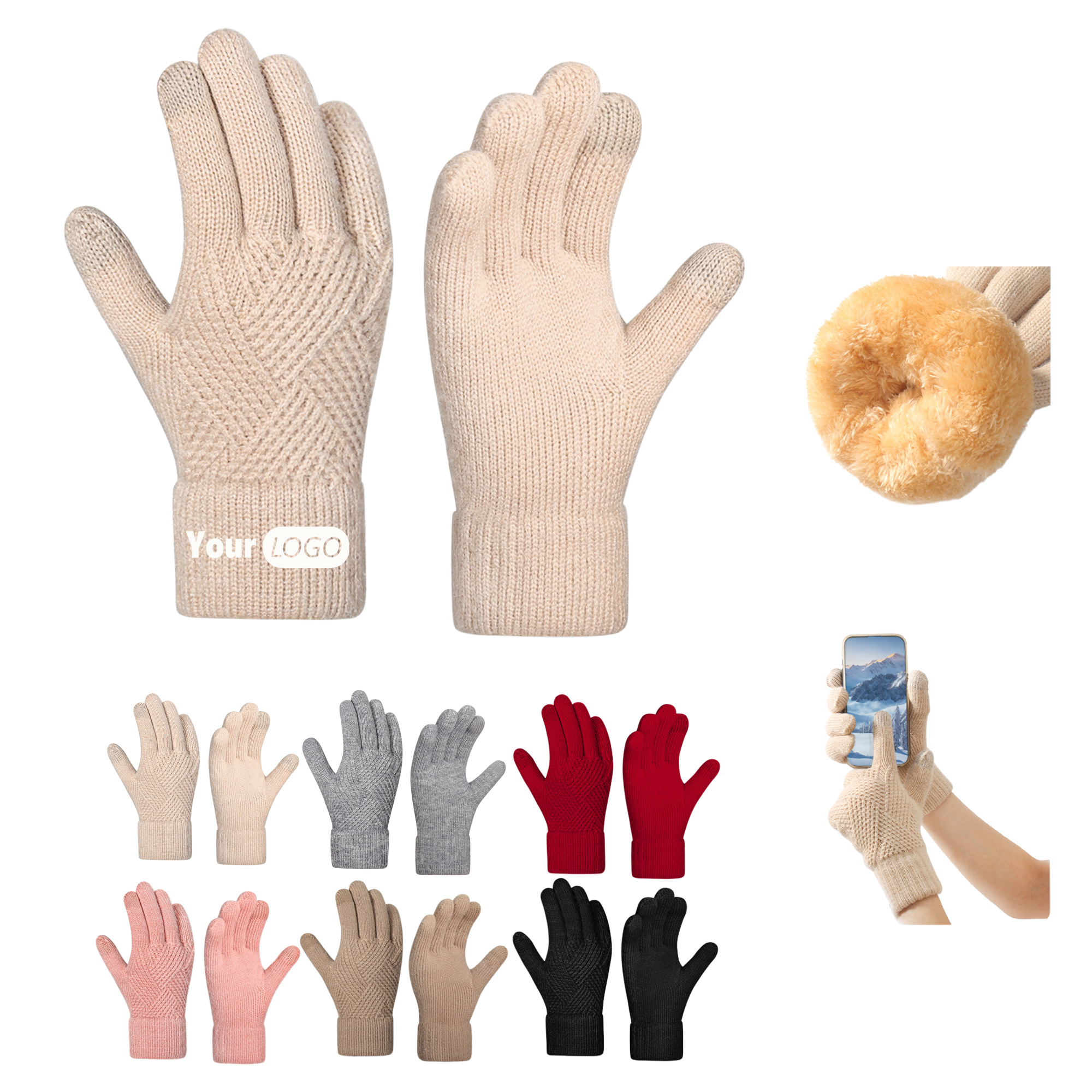 Plush Knitted Gloves with Touchscreen Capability 4