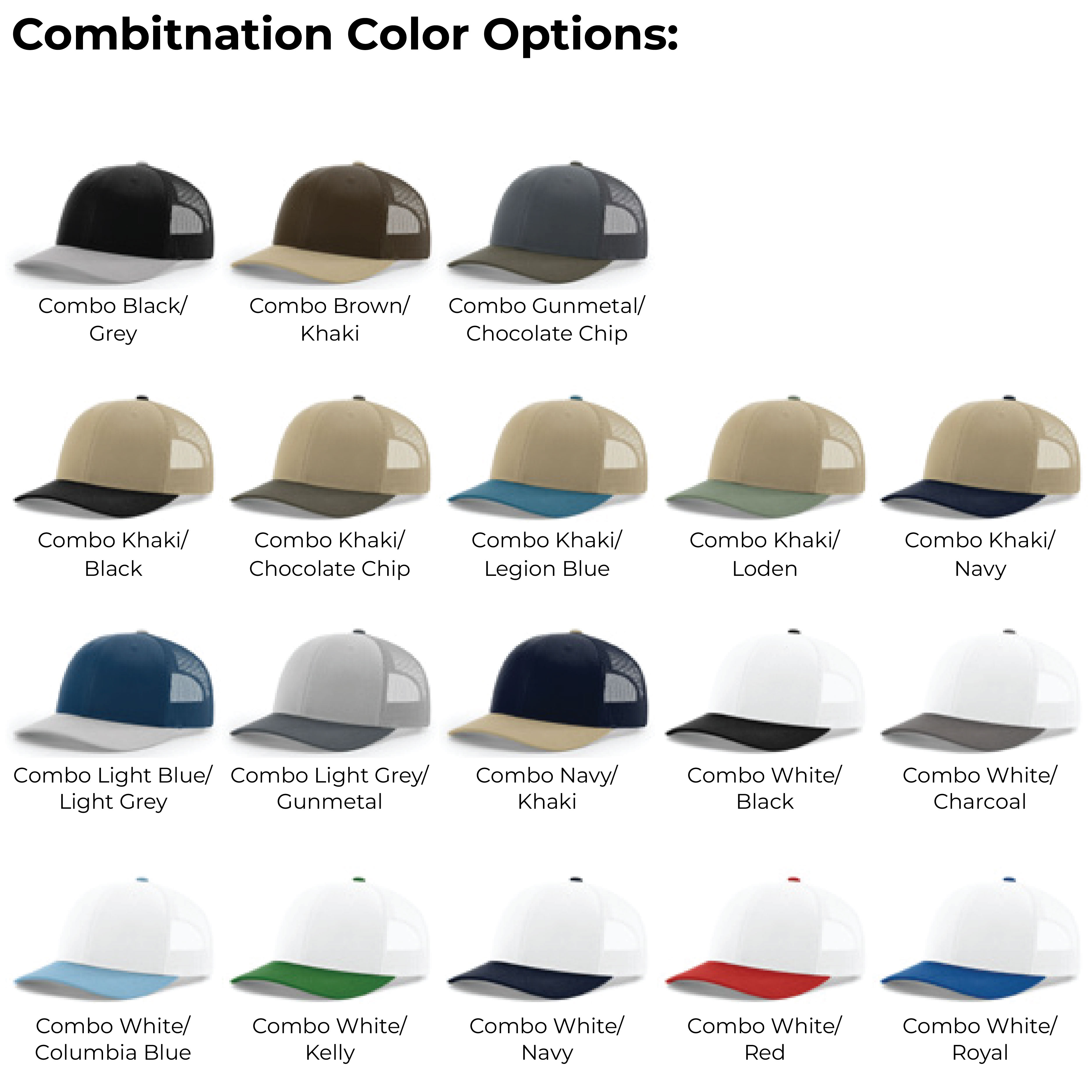 Richardson 112 6-Panel Snapback Trucker Hat w/Leatherette Adhesive Patches or Embroidery 255