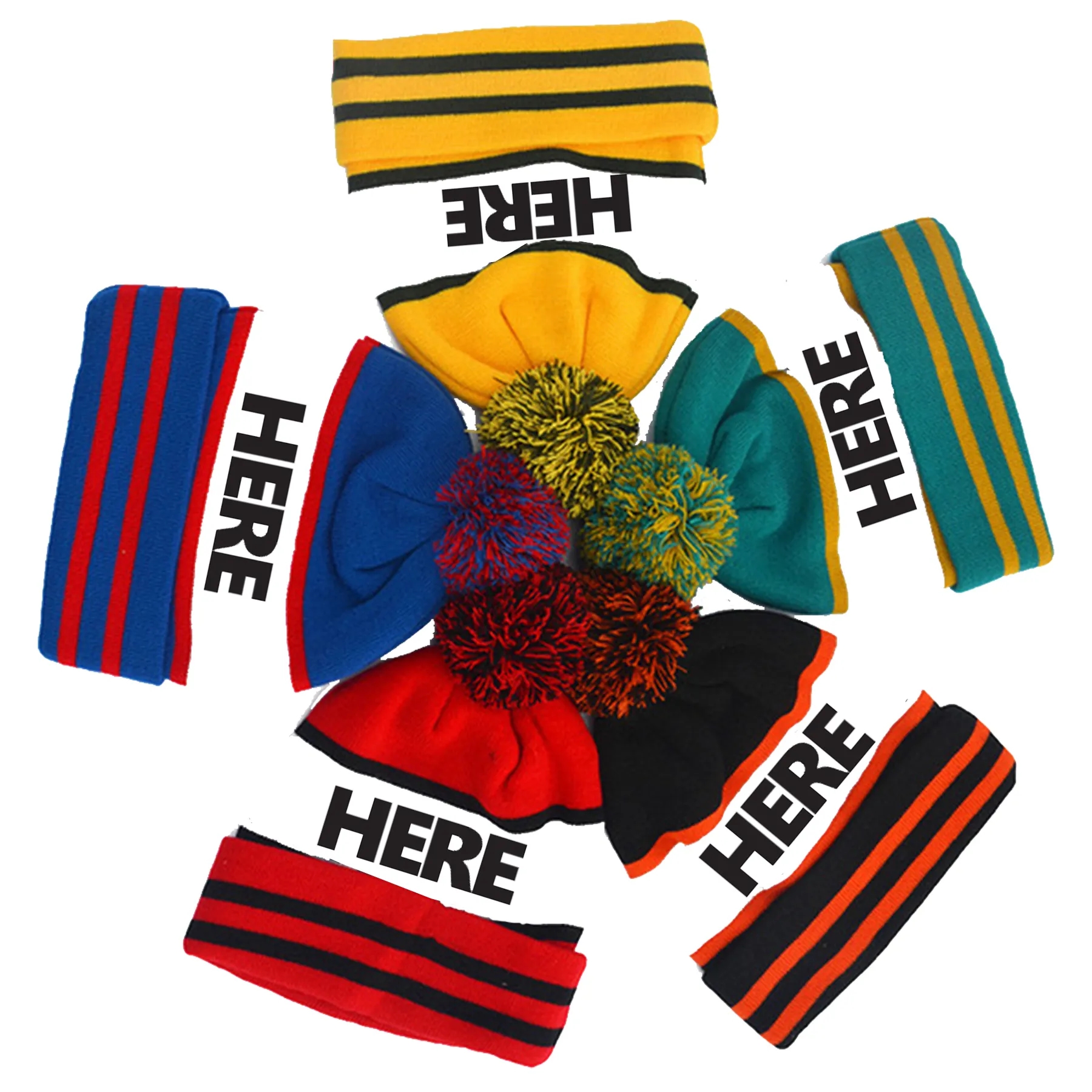 Soft Cuff Pom Stripe Knit Beanie 4
