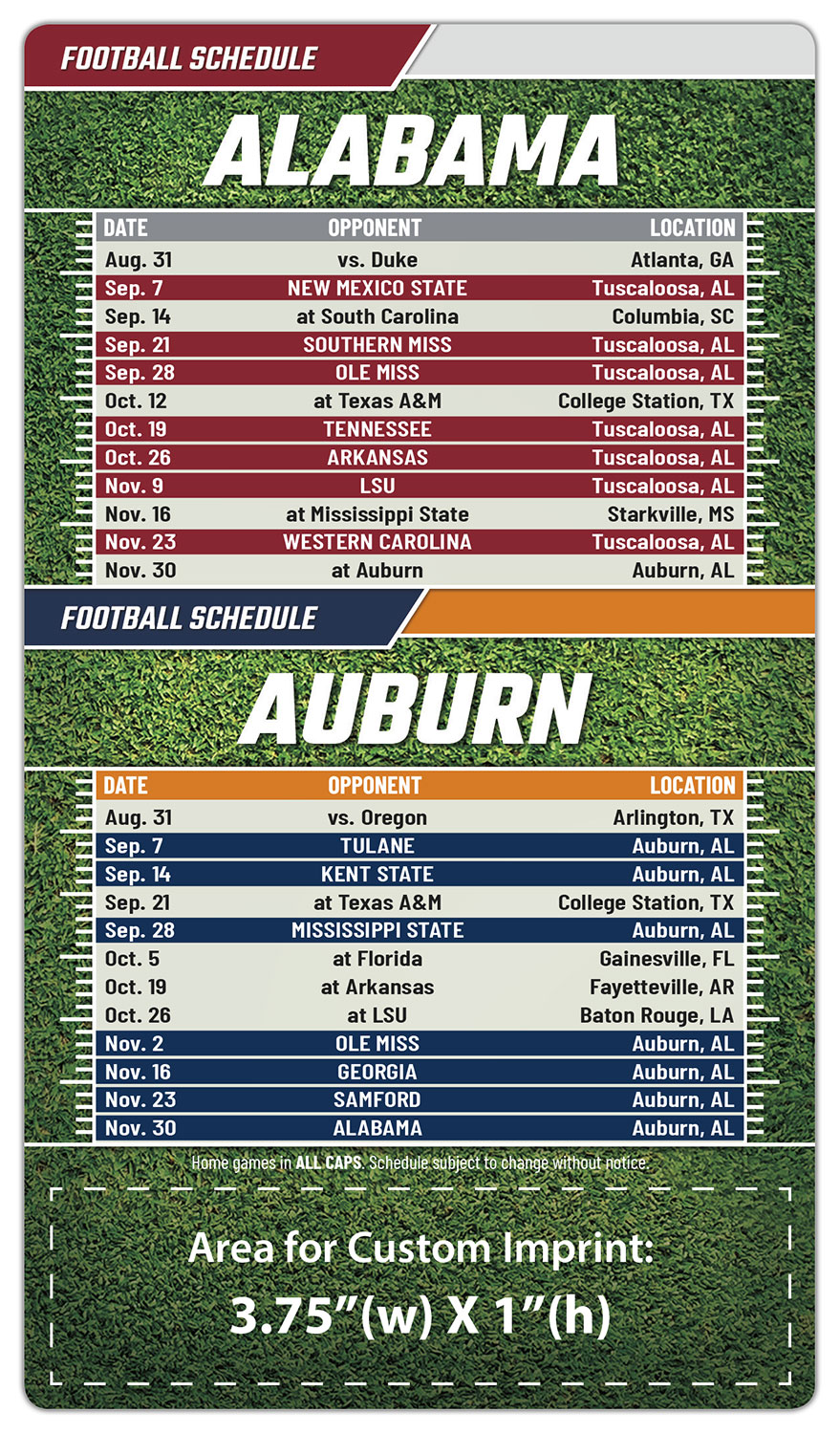 Magnet Sport Schedules - 4x7 Football Round Corners - 25 mil.