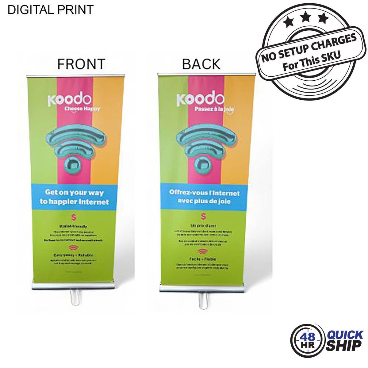 fiel 48Hr Quick Ship - Premium Retractable Pull Up Banner Double sided Graphics 33.5x79 NO SETUP CHARGE #DP783-3