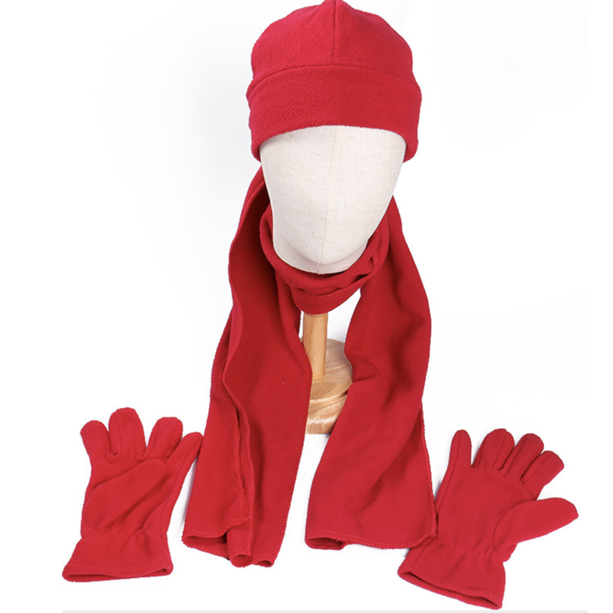 3 Pieces Winter Set- Polar Fleece Hat Scarf Gloves