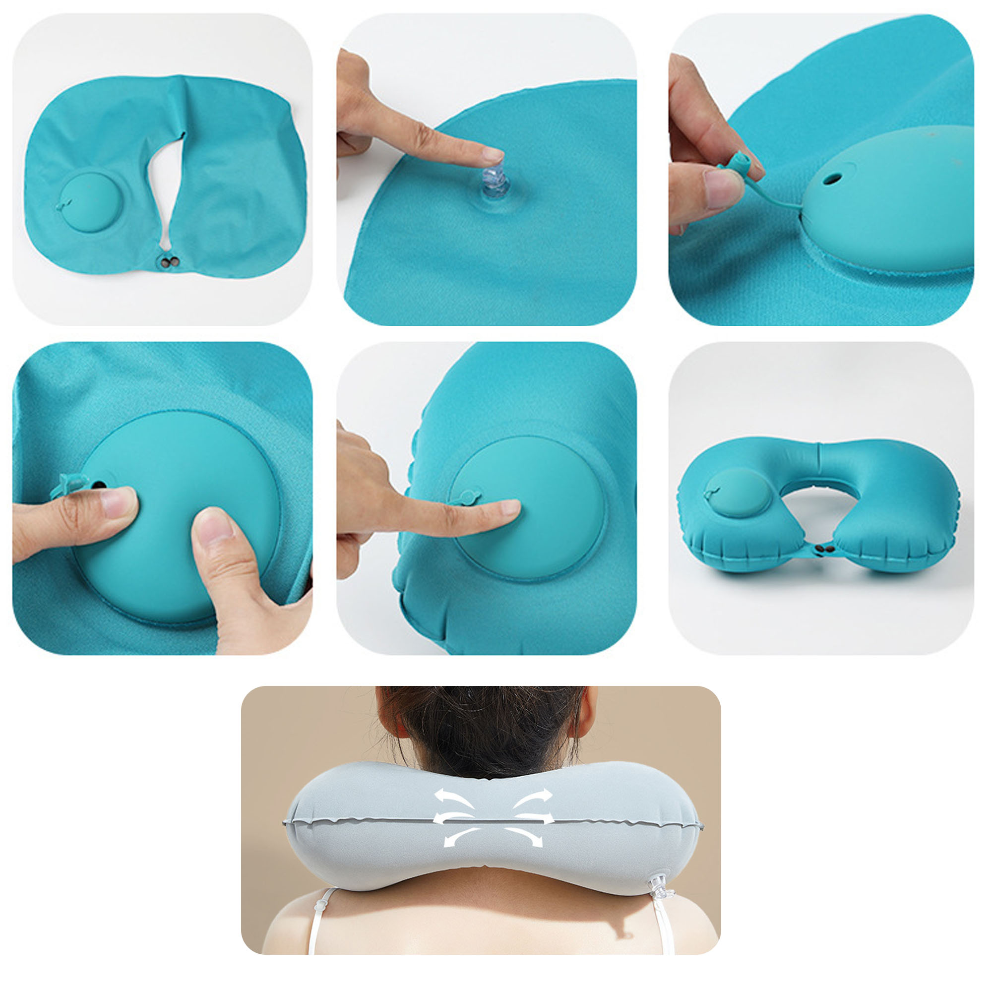 Custom Logo U Shaped Inflatable Neck Pillow 5