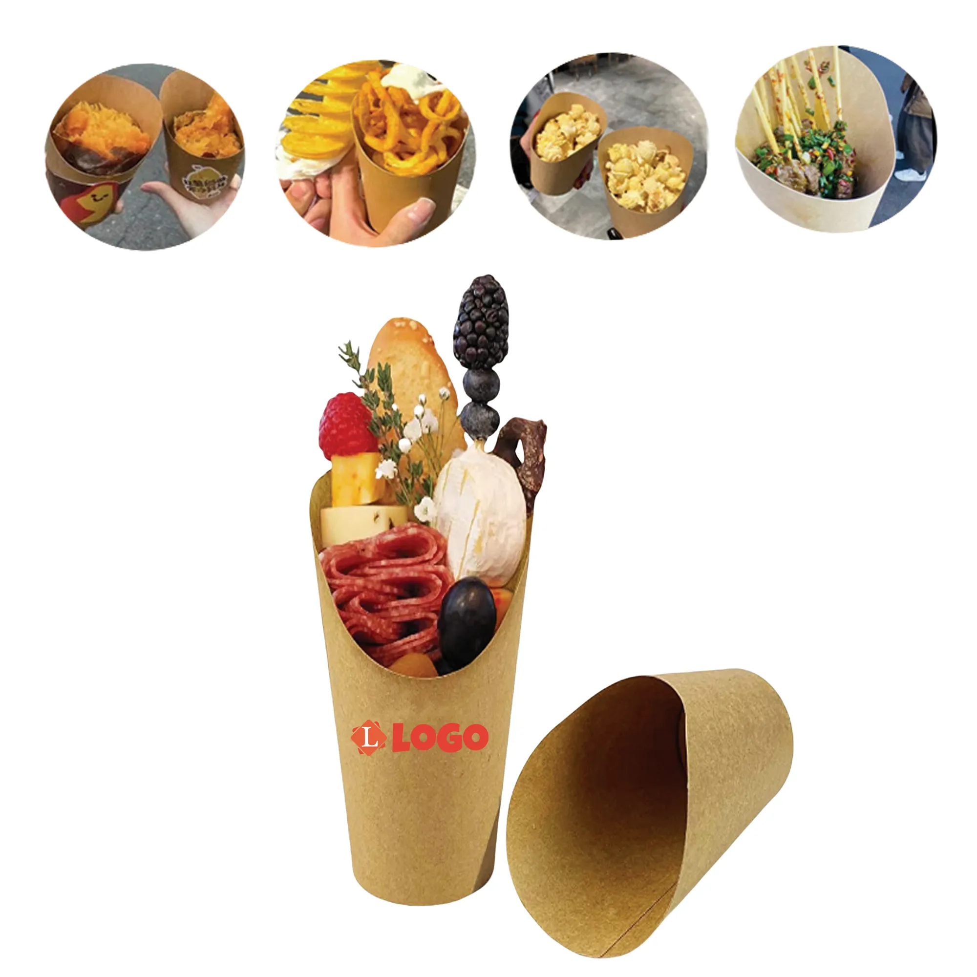 12 Oz Disposable Brown Paper Chip Ice Cream Cup 6
