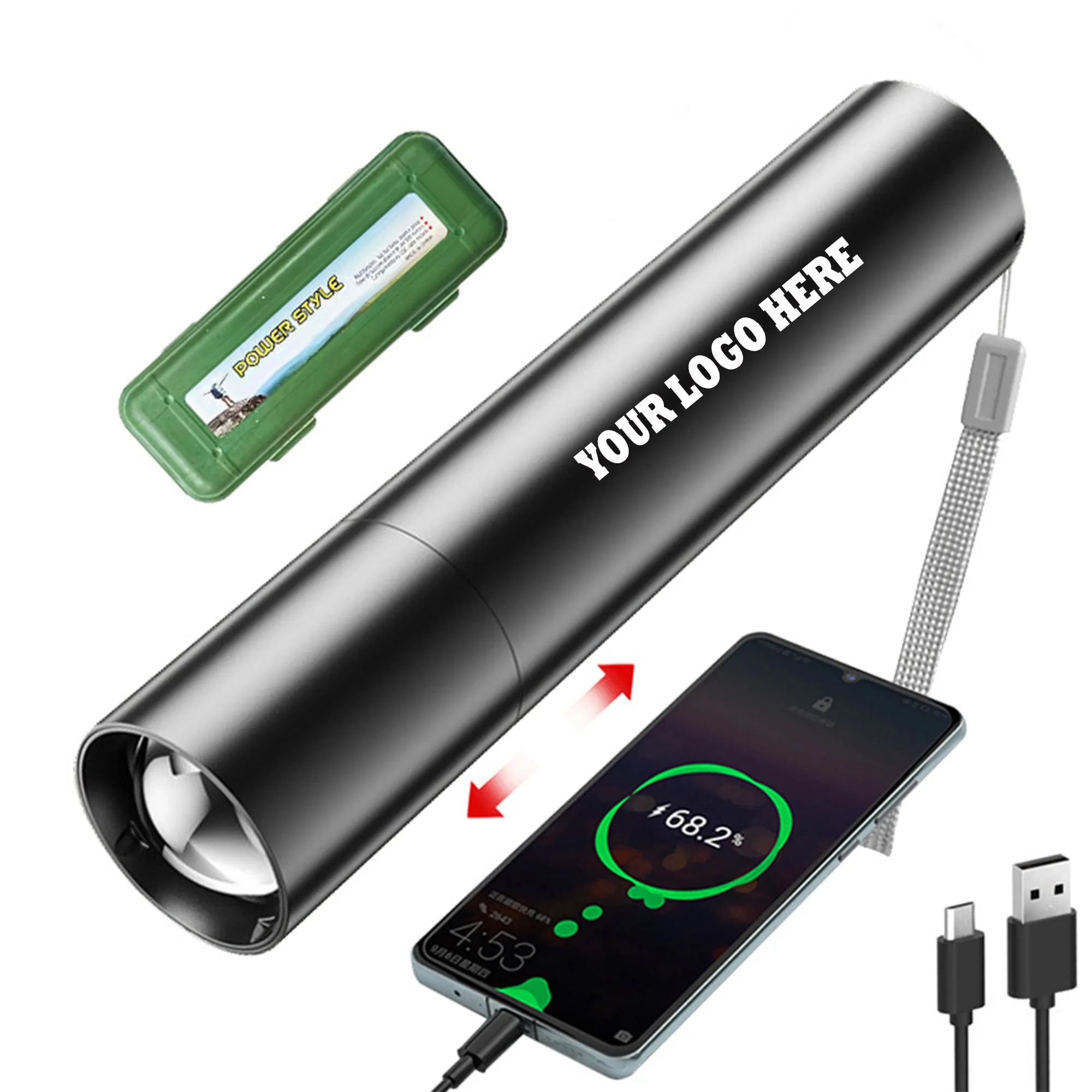 Outdoor 2-In-1 Flashlight Charging Bank MOQ 100PCS