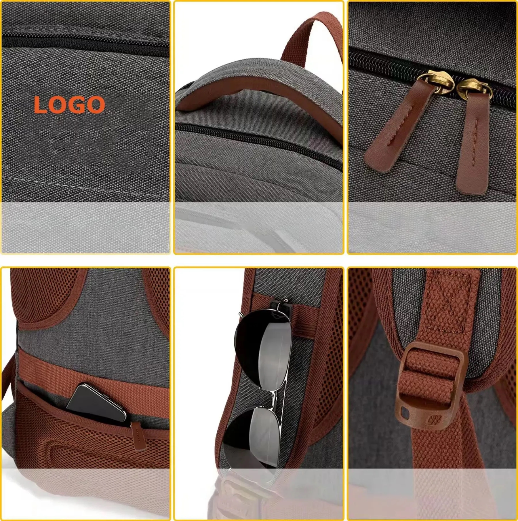 USB Charging Canvas Laptop Backpack 22