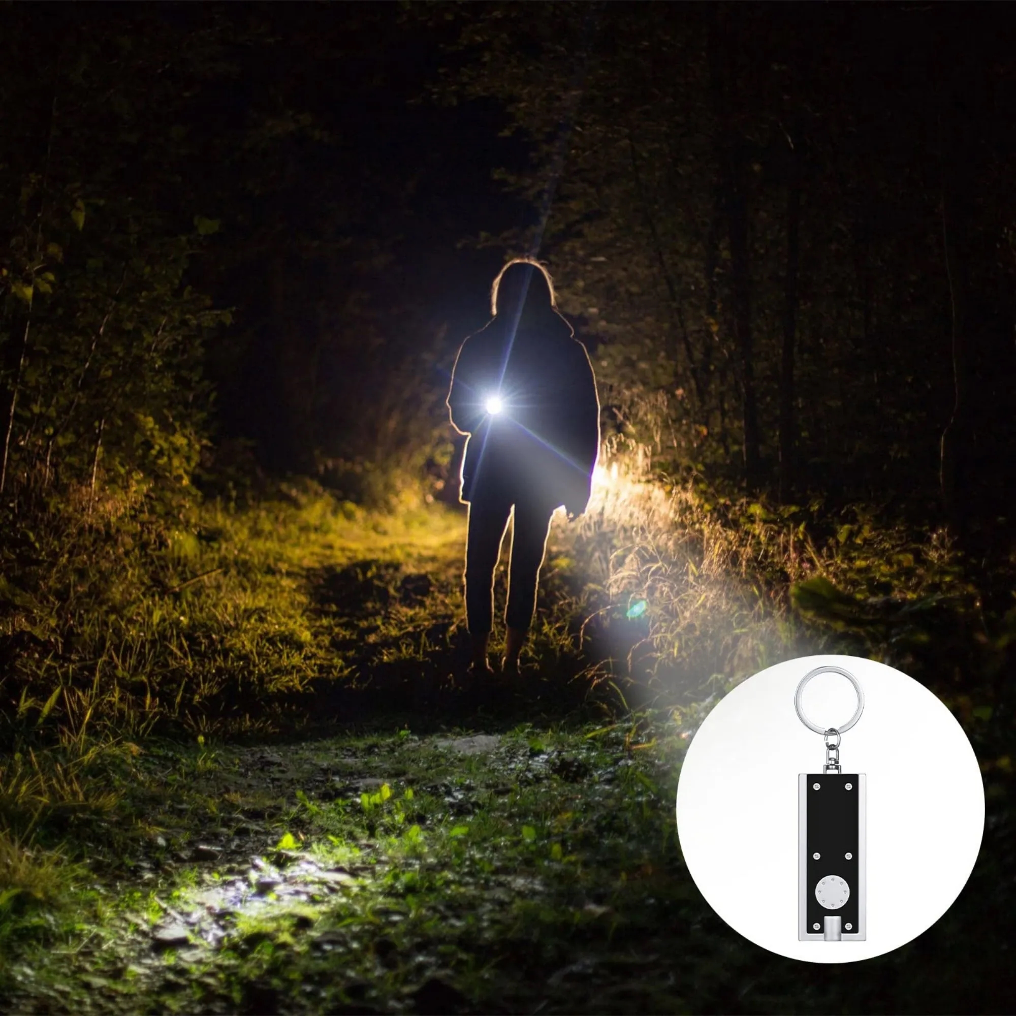 Slim rectangular flash light with swivel key chain 6