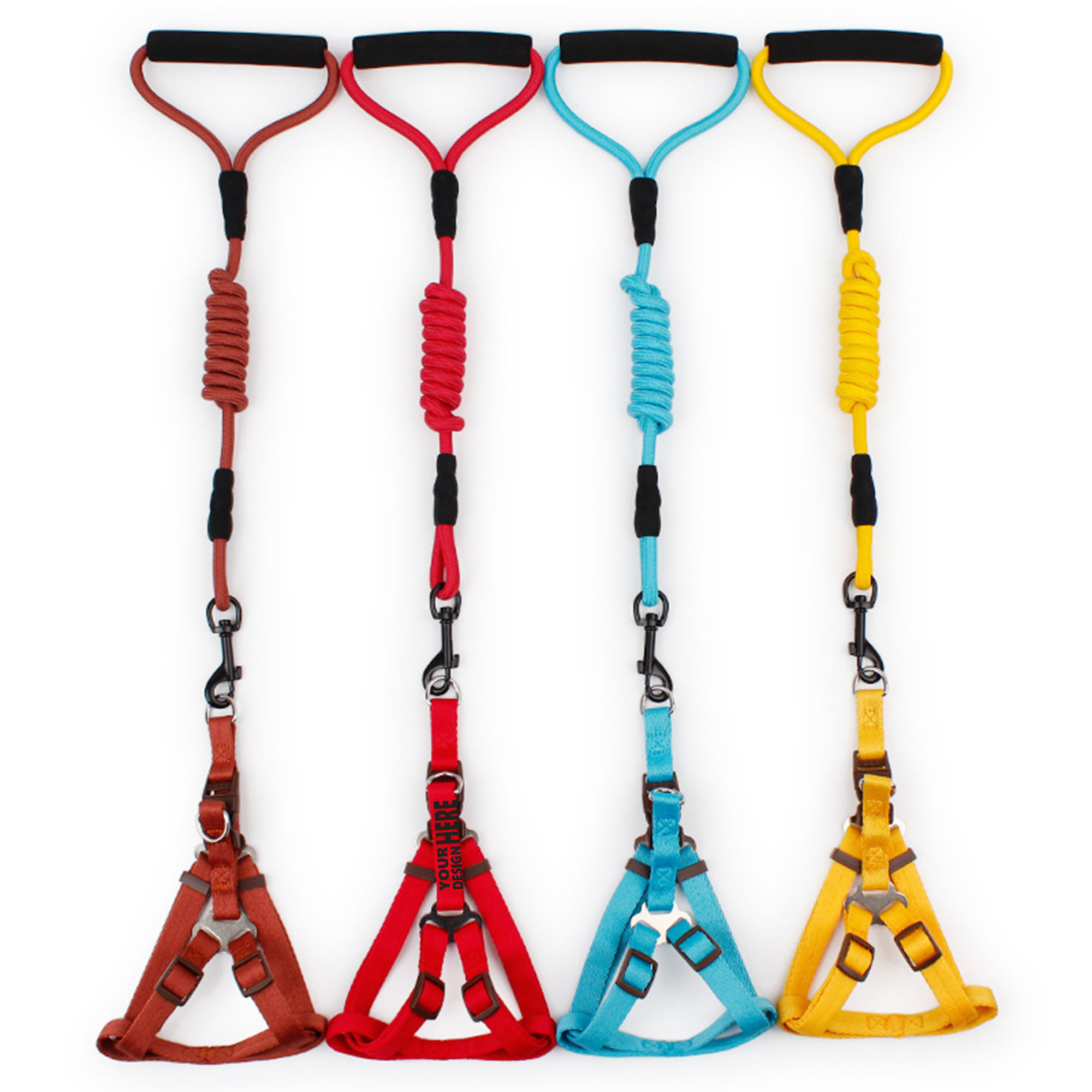 Chest Back Foam Handle Solid Color Climbing Dog Rope 3