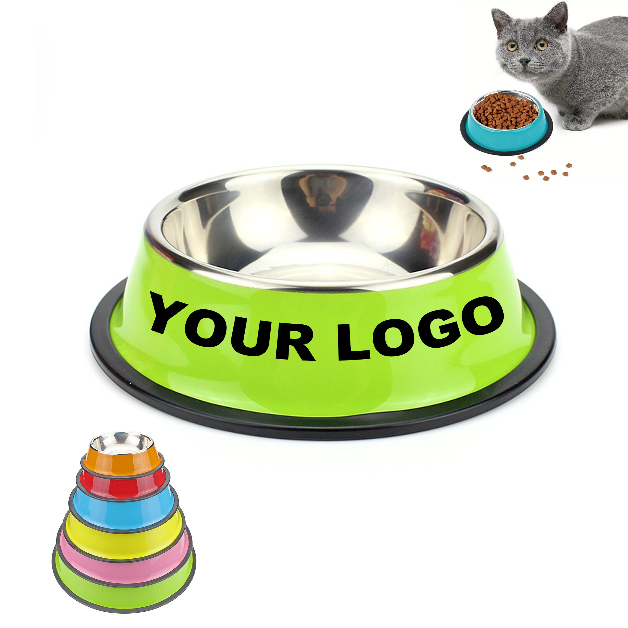 Coloured Stainless Steel Dog Bowls With Custom Logo 6