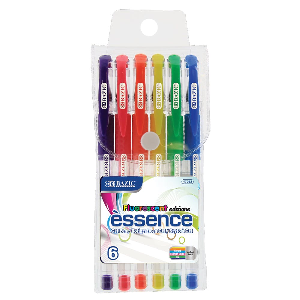 Gel Pens - Fluorescent Color Inks Medium Point 6 Pack 3