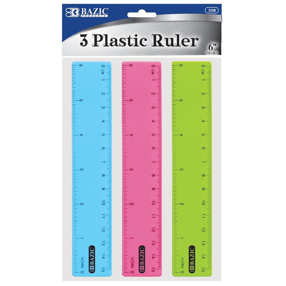 6" Plastic Rulers - 3 Pack Assorted Colors 3