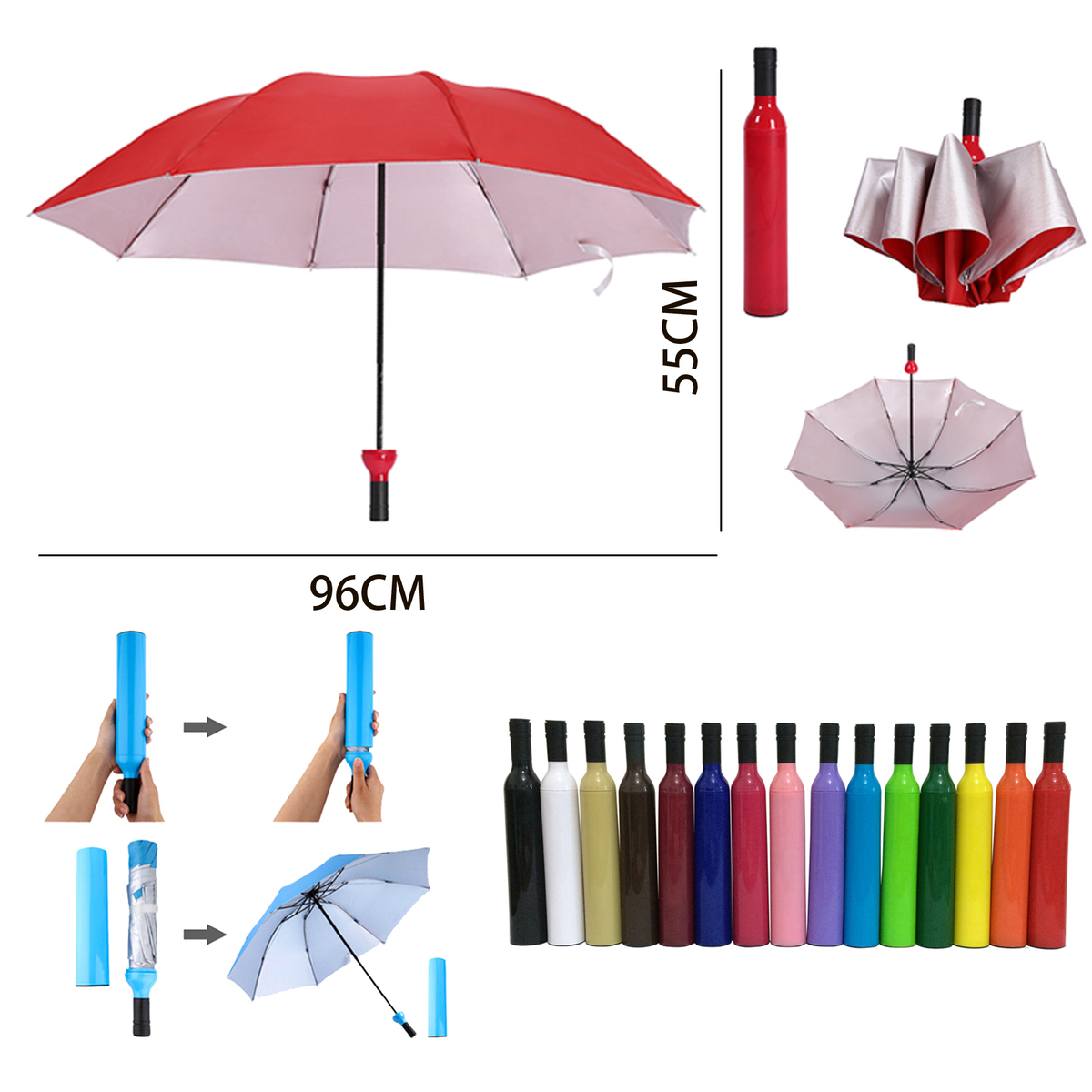 Wine Bottle Folding Umbrella