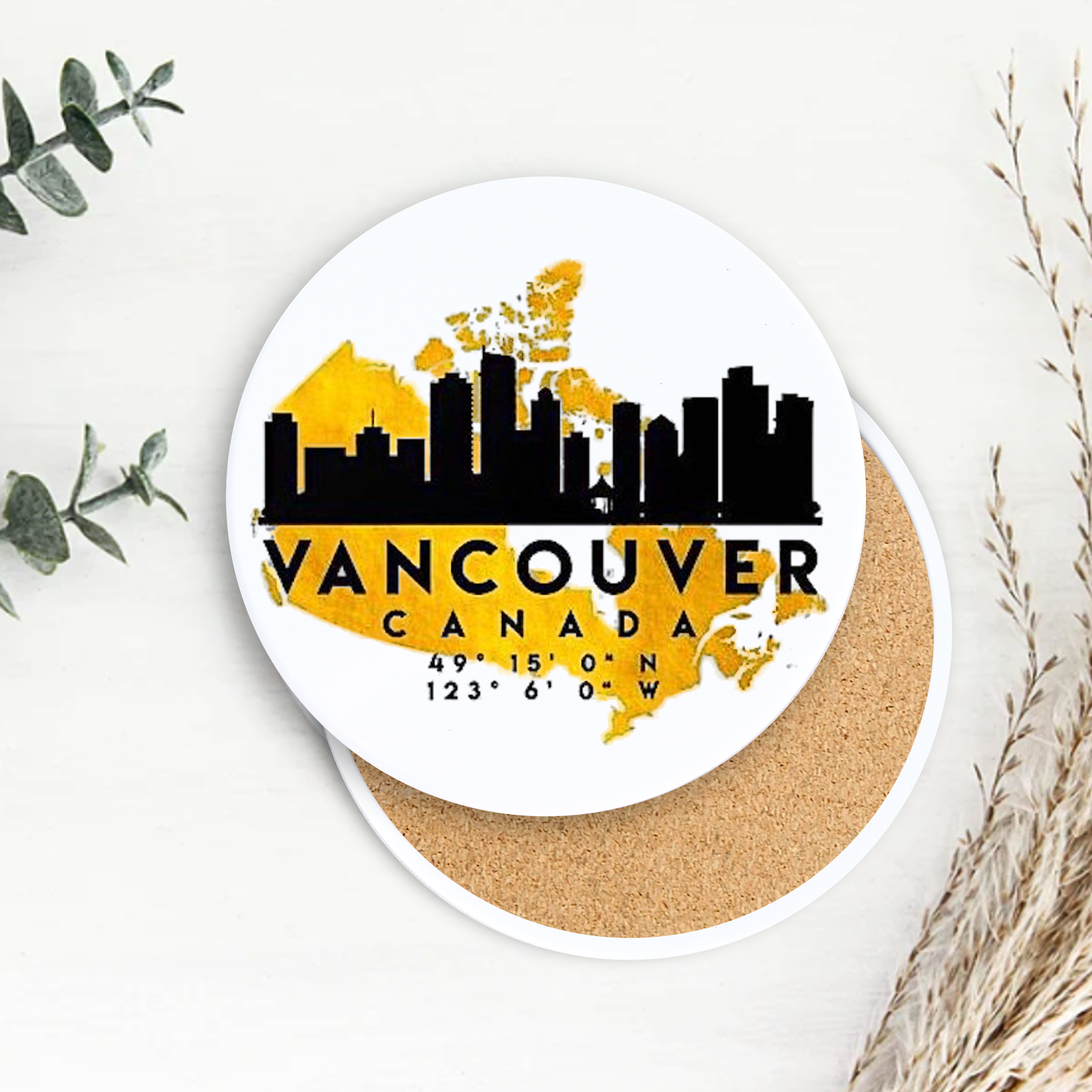 Semi-Gloss White Ceramic Round Coaster 19