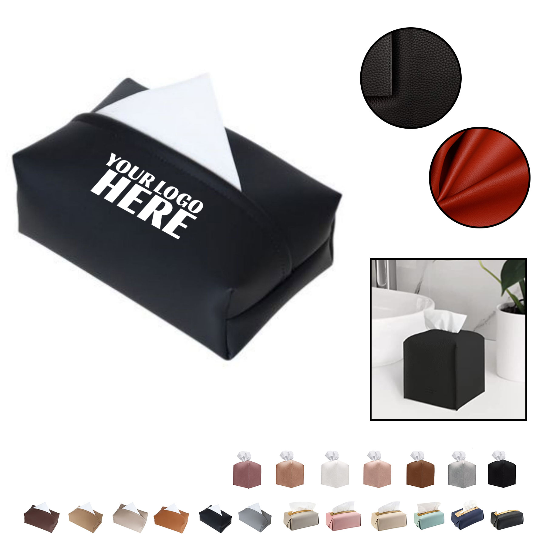 Pu Leather Square Tissue Box Holder