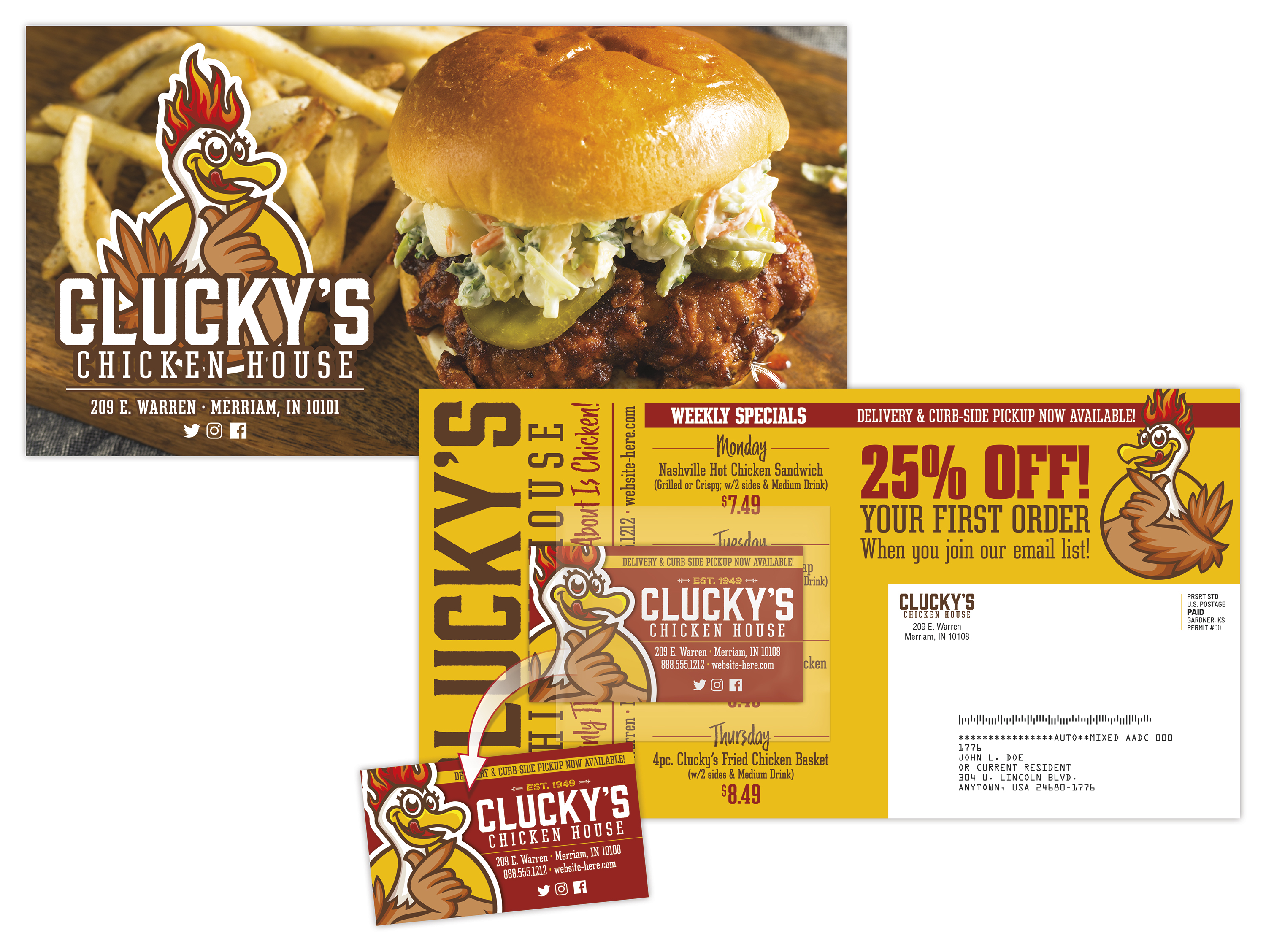 ClearPeel Postcard (10.5x5.5) - Laminated with Business Card Magnet (25 mil.) - 14 pt.