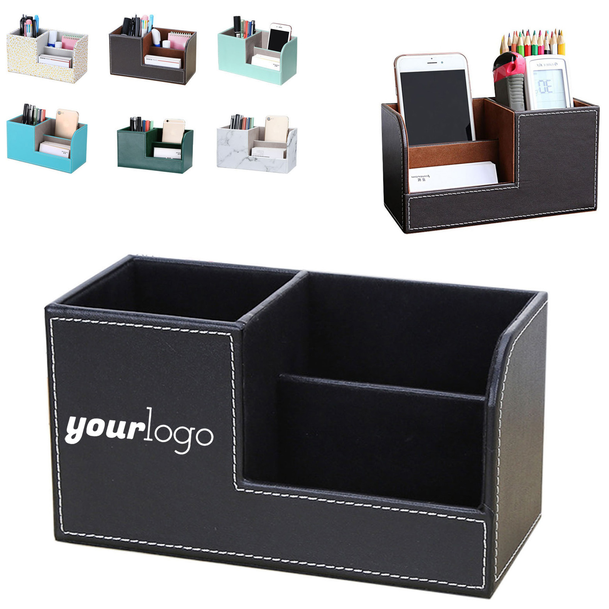 Multi-Compartment PU Leather Desk Organizer 3