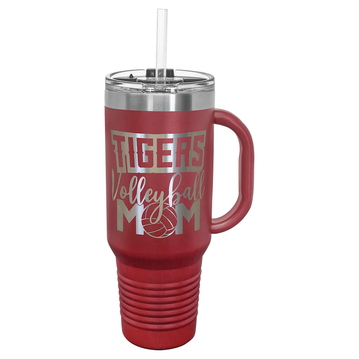 Polar Camel 40 oz. Maroon Travel Mug with Handle, Straw Included 2