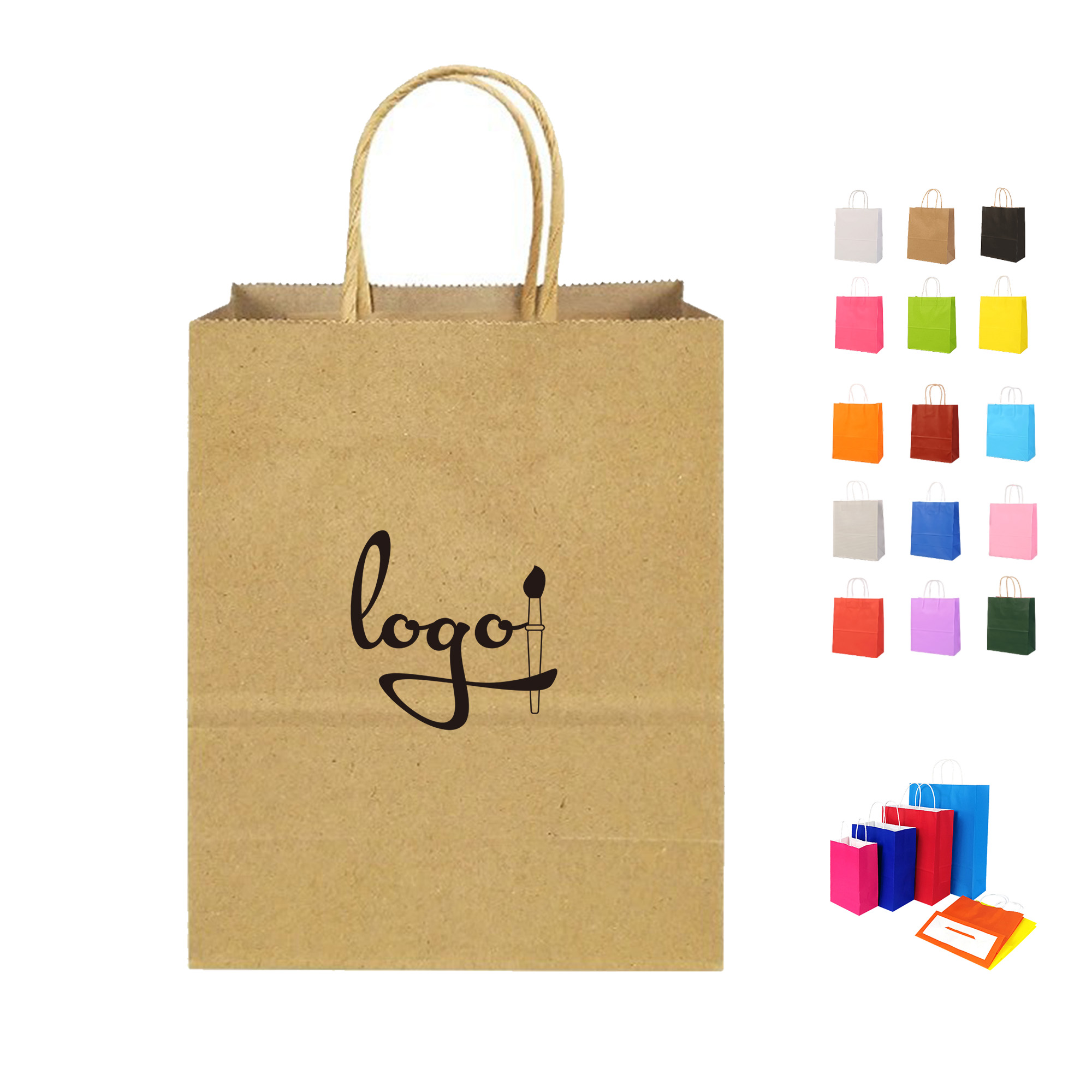 Coloured Shopping Kraft Paper Tote Bag 12