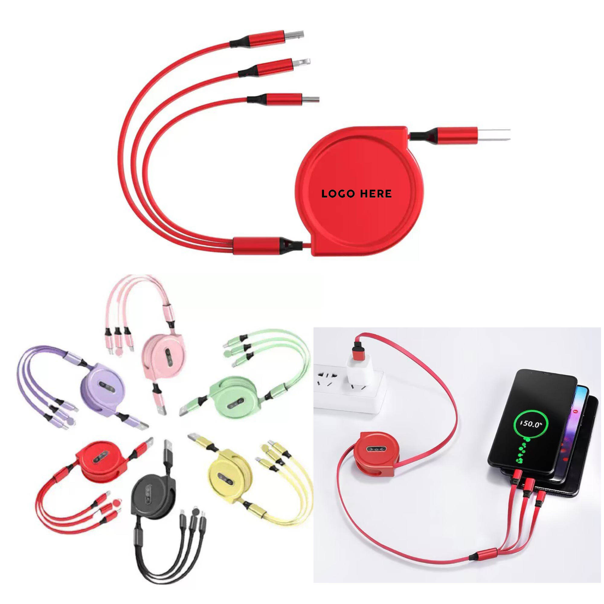 USB Charging Cable Retractable 3In1 Universal Char