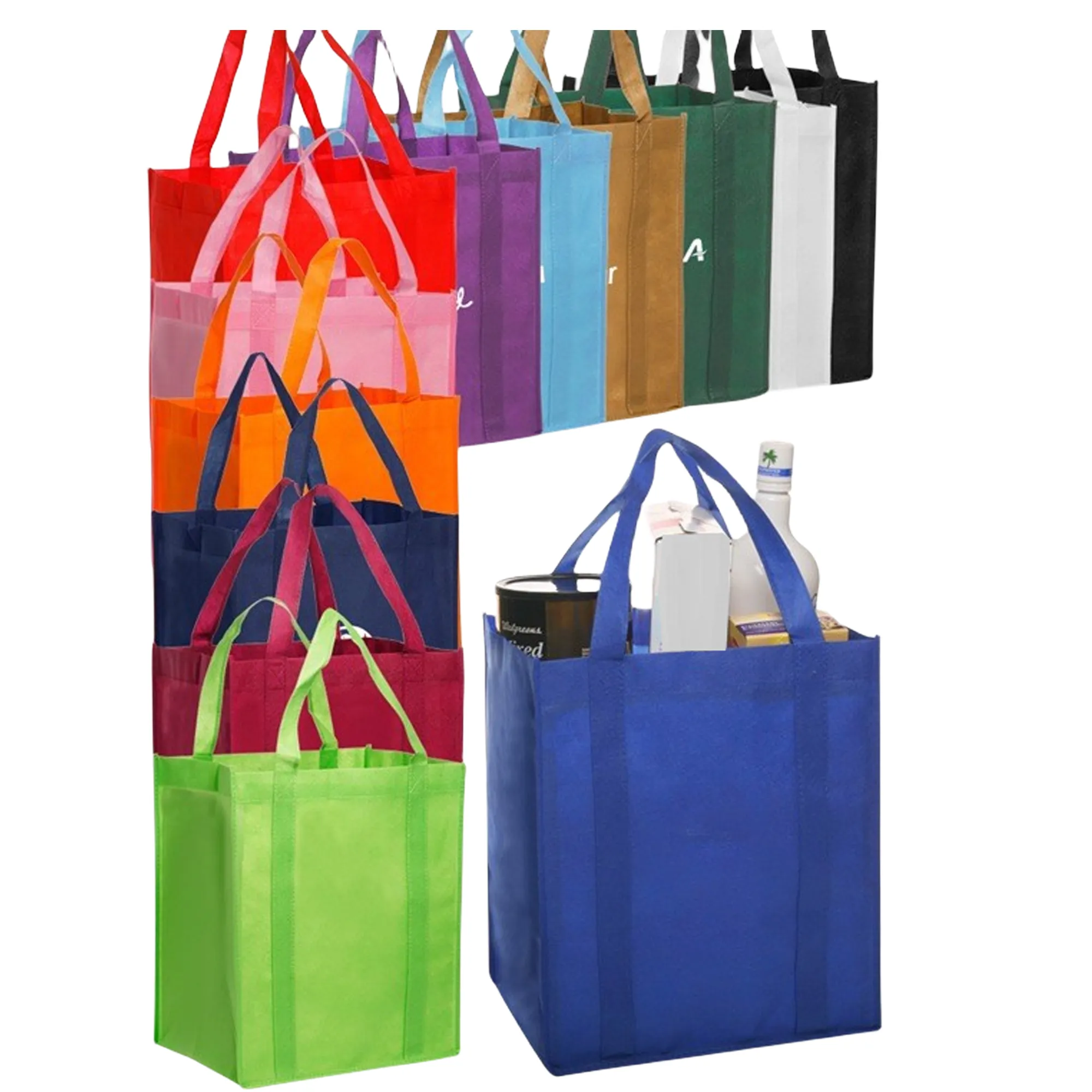 Non-Woven Shopping Tote Grocery Bag (13"L x 10"W x 15"H 6