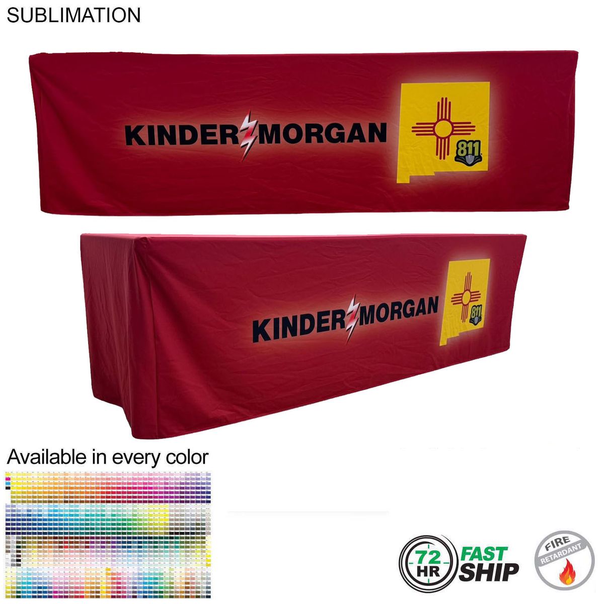 fiel 72 Hr Fast Ship - Sublimated PREMIUM Box Style Fitted Table Cloth 8' Table 4 sided Closed back #SU815-2