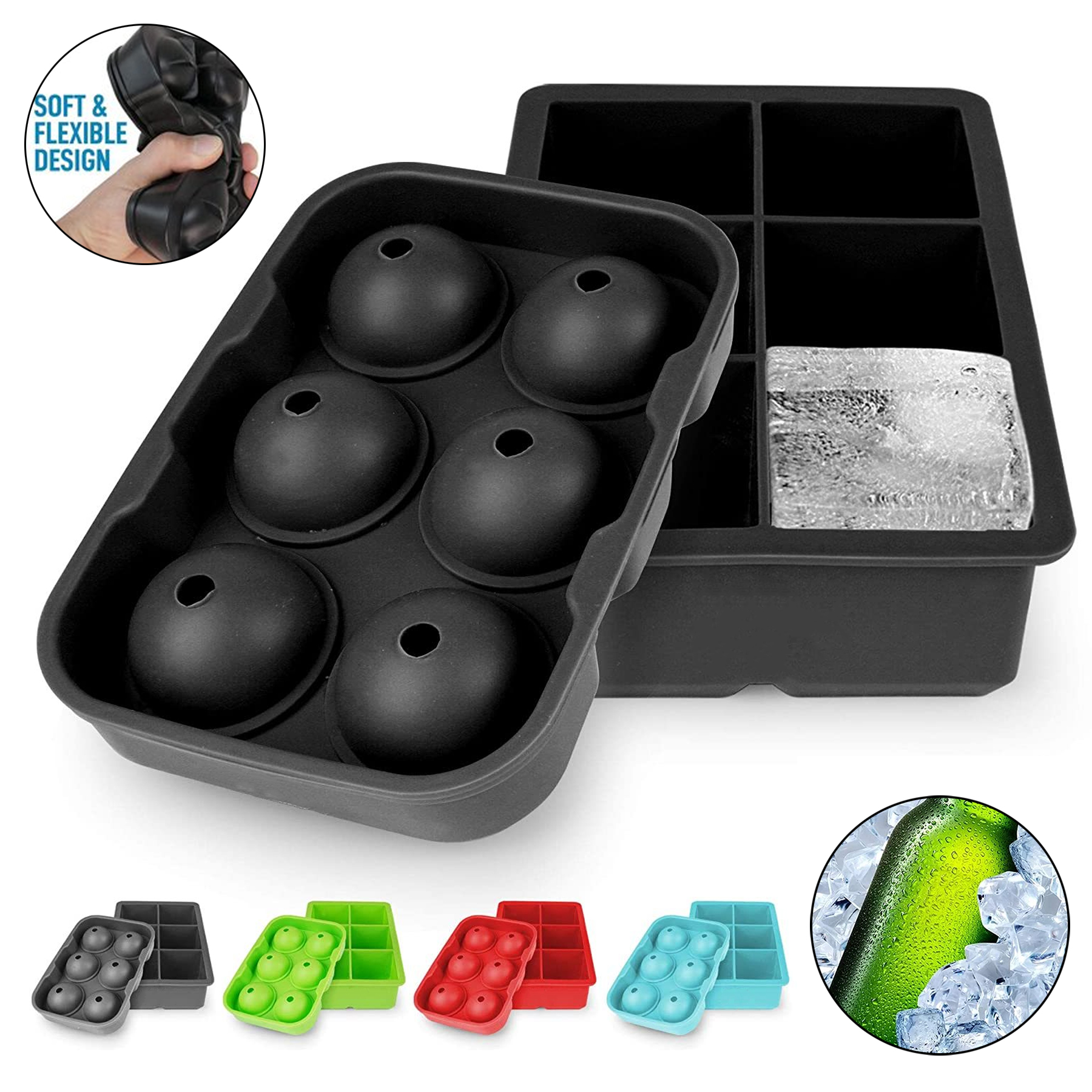 Square and Round Silicone Ice Cube Molds 6