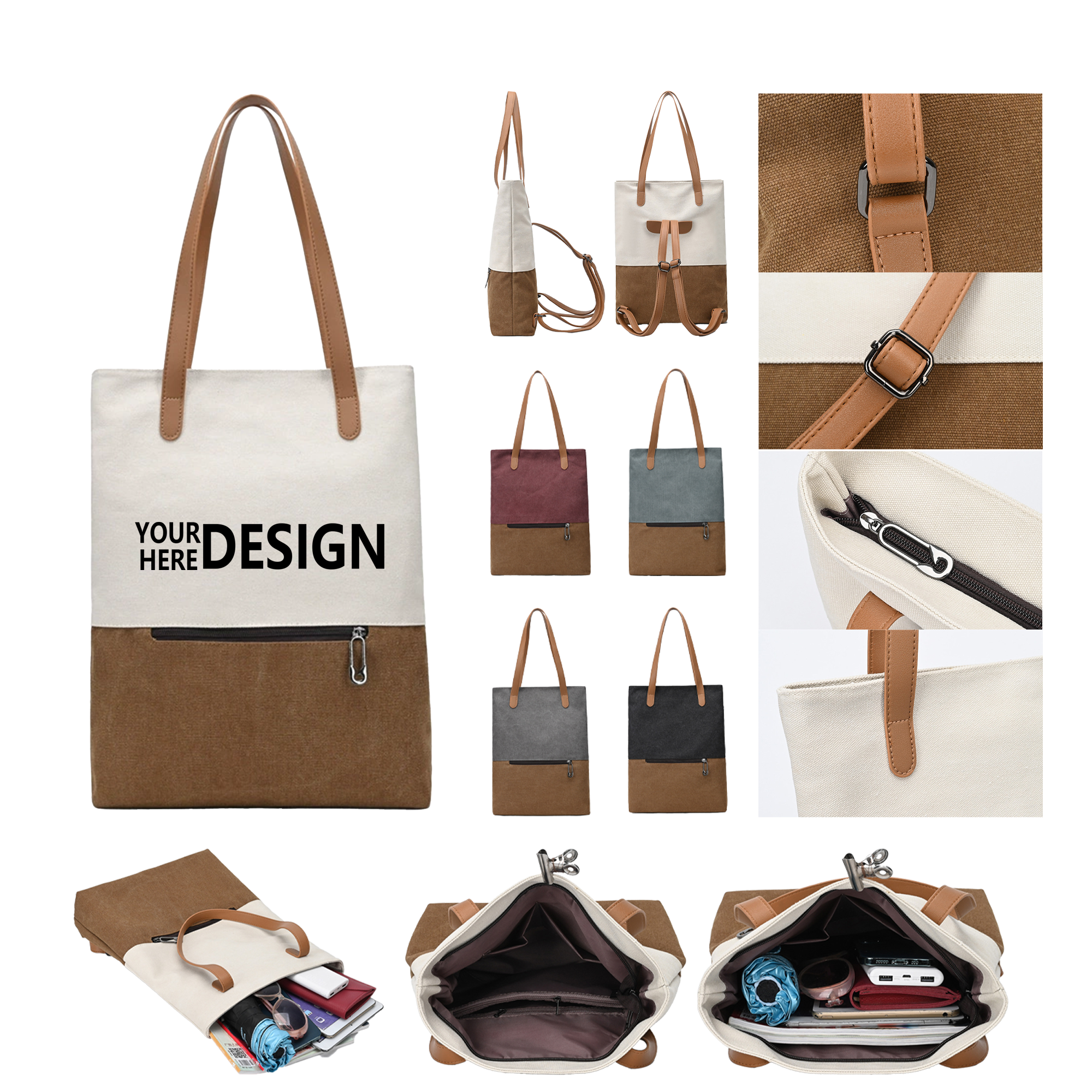 Canvas Shoulder and Handbag Commuter Backpack 3