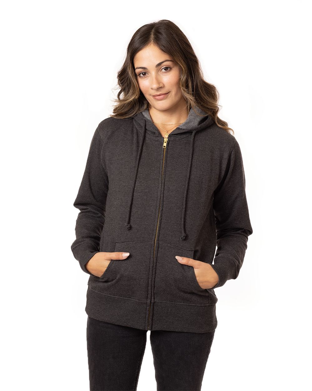 Women's Heathered Full-Zip Hooded Sweatshirt - EC4580