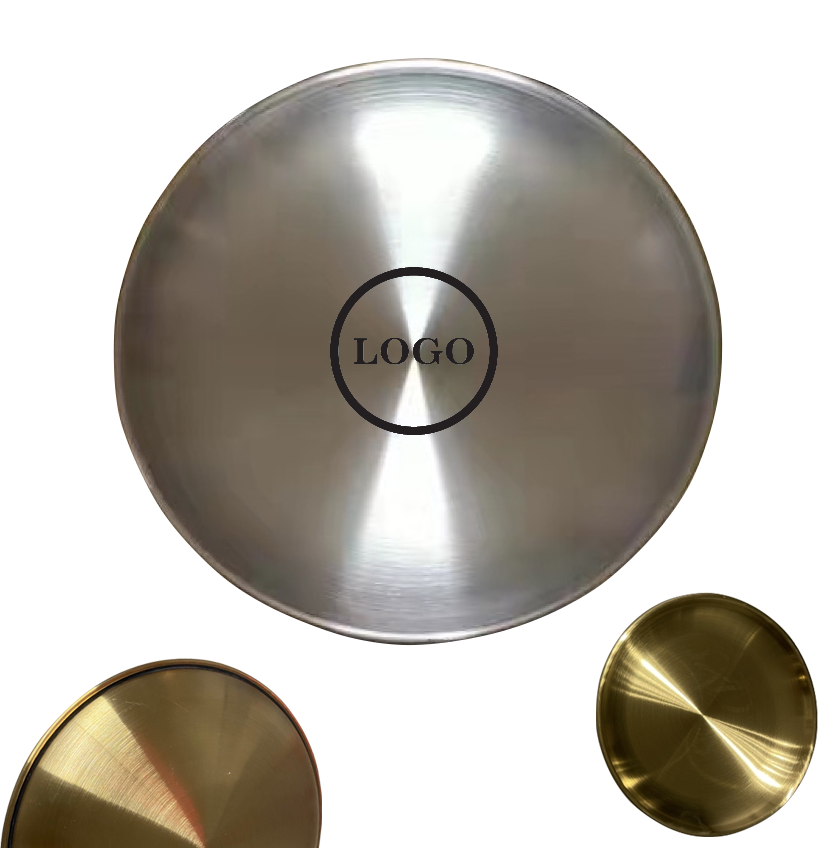 9" Round Double Layer 304 Stainless Steel Food Plates 5