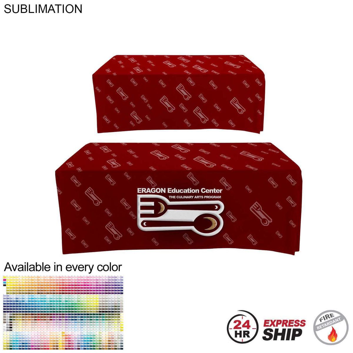 fiel 24 Hr Express Ship - Sublimated Box Style Fitted Tablecloth for 6' Table 4 sided Closed Back #SU508-4