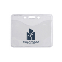 3.83" W x 3.06" H - Horizontal Clear Vinyl Badge Holder (1 Color Imprint)